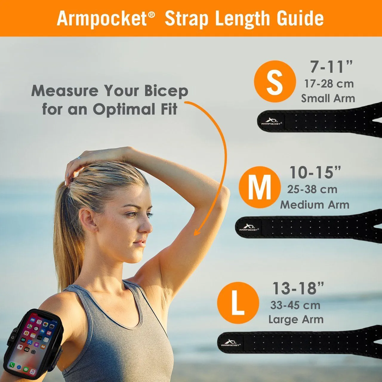 Armpocket X for iPhone 14/13/12/11 & Pro X/XS Galaxy S10/S20 and other bezel-less phones - SAVE 20%