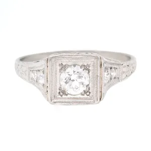 Art Deco 0.46 CTW Diamond Platinum Trellis Engagement Ring
