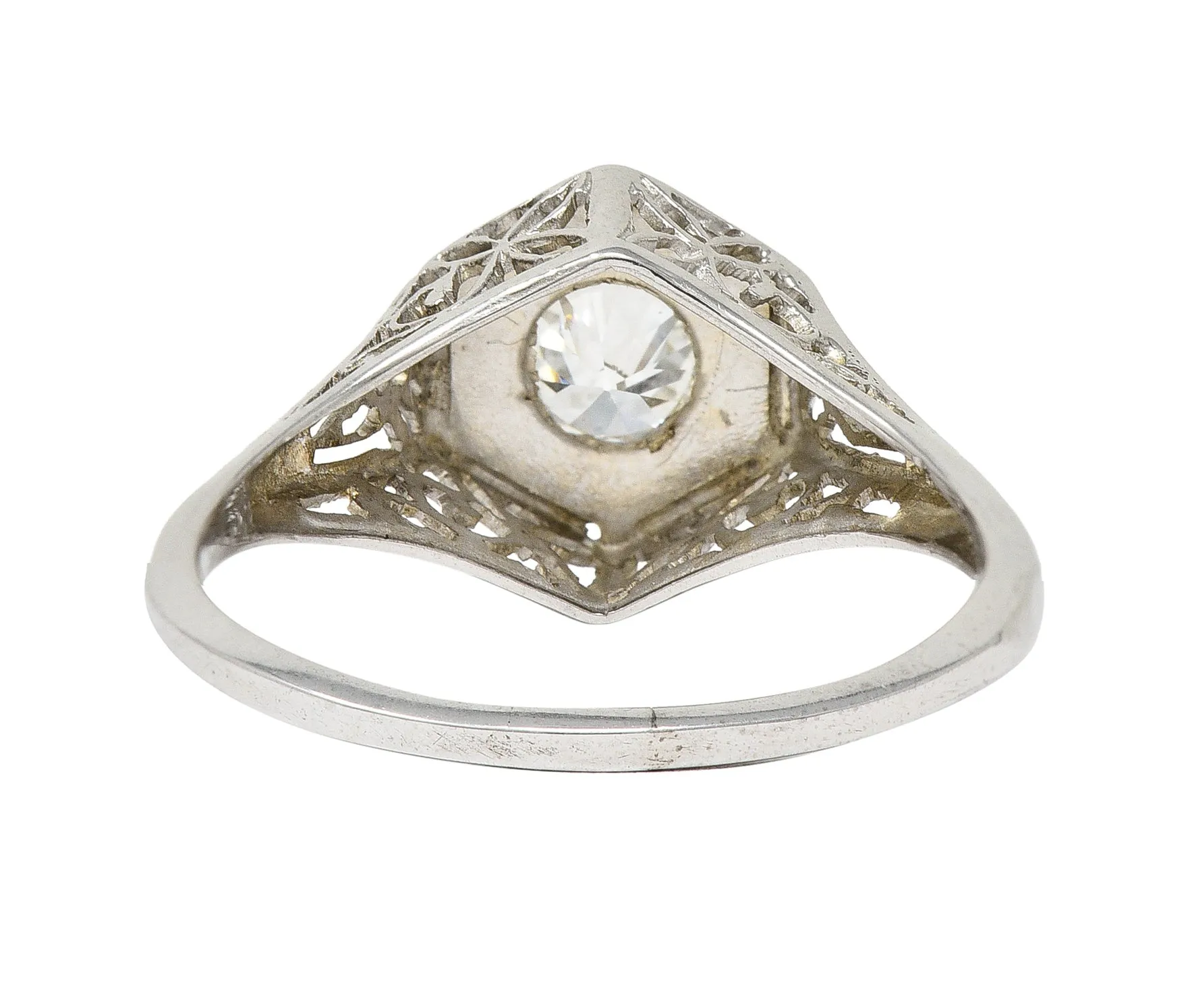 Art Deco 0.47 CTW Diamond 14 Karat White Gold Starburst Foliate Engagement Ring