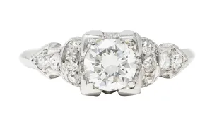 Art Deco 0.61 CTW Old European Cut Diamond Platinum Arrow Engagement Ring