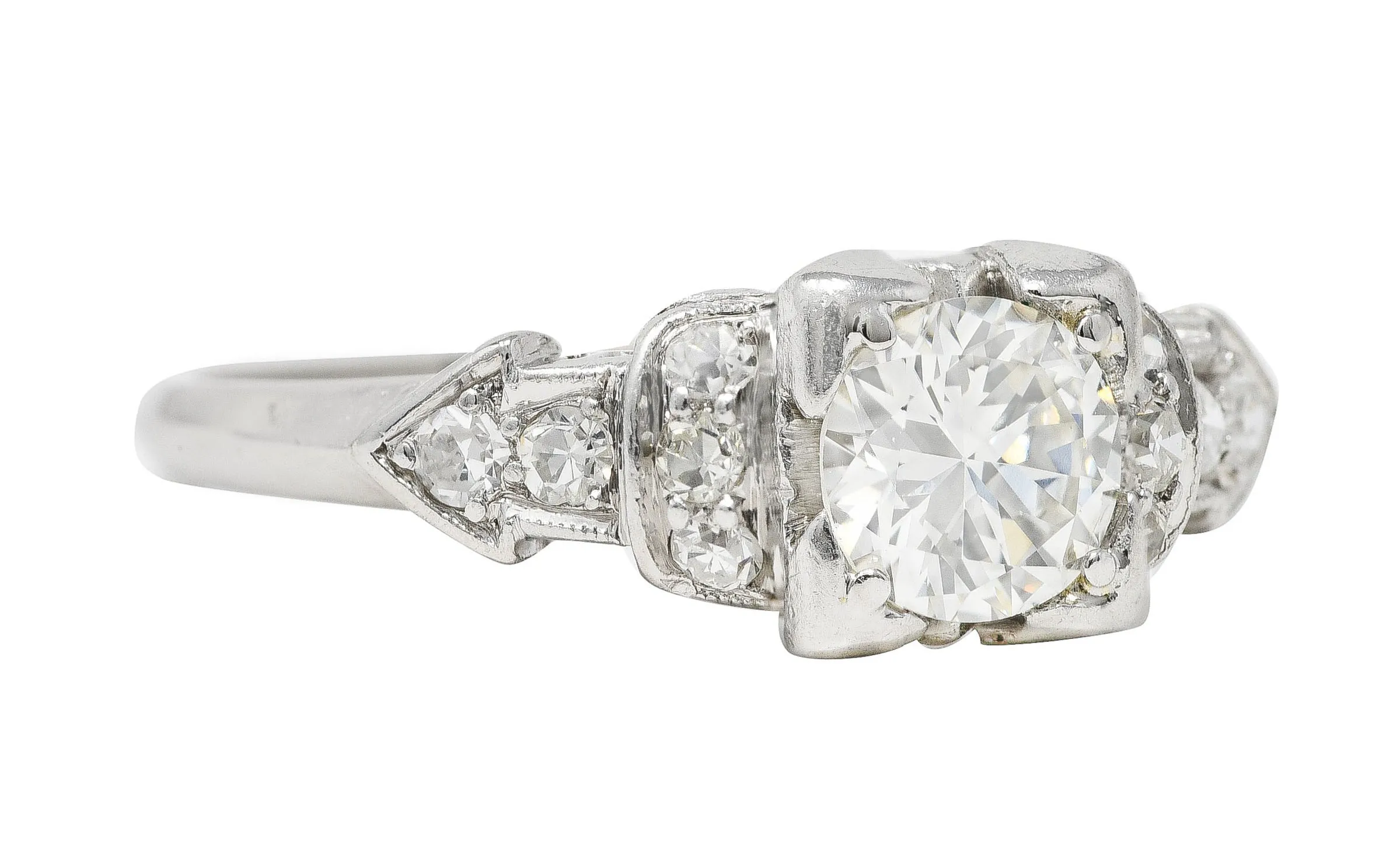 Art Deco 0.61 CTW Old European Cut Diamond Platinum Arrow Engagement Ring