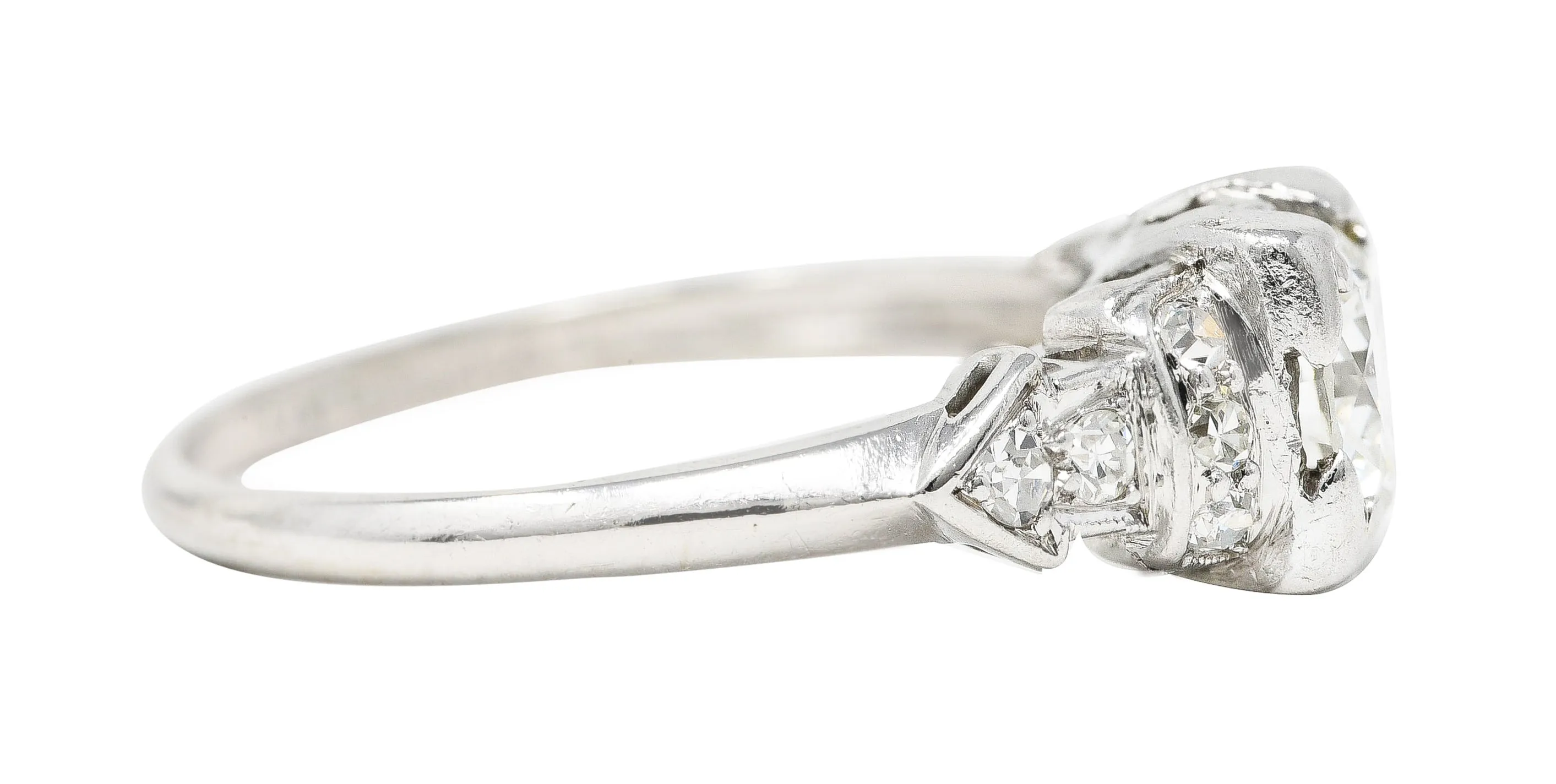 Art Deco 0.61 CTW Old European Cut Diamond Platinum Arrow Engagement Ring