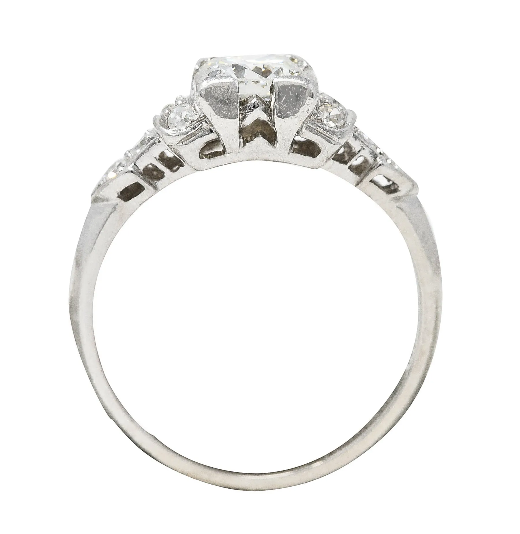 Art Deco 0.61 CTW Old European Cut Diamond Platinum Arrow Engagement Ring