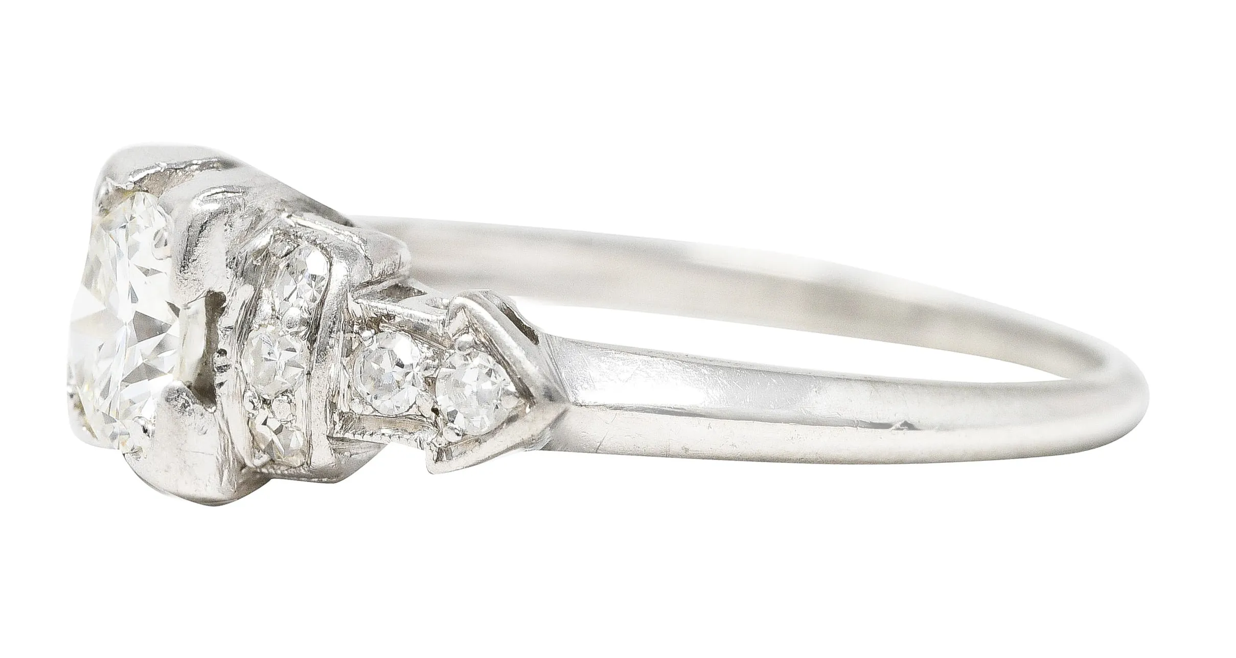 Art Deco 0.61 CTW Old European Cut Diamond Platinum Arrow Engagement Ring