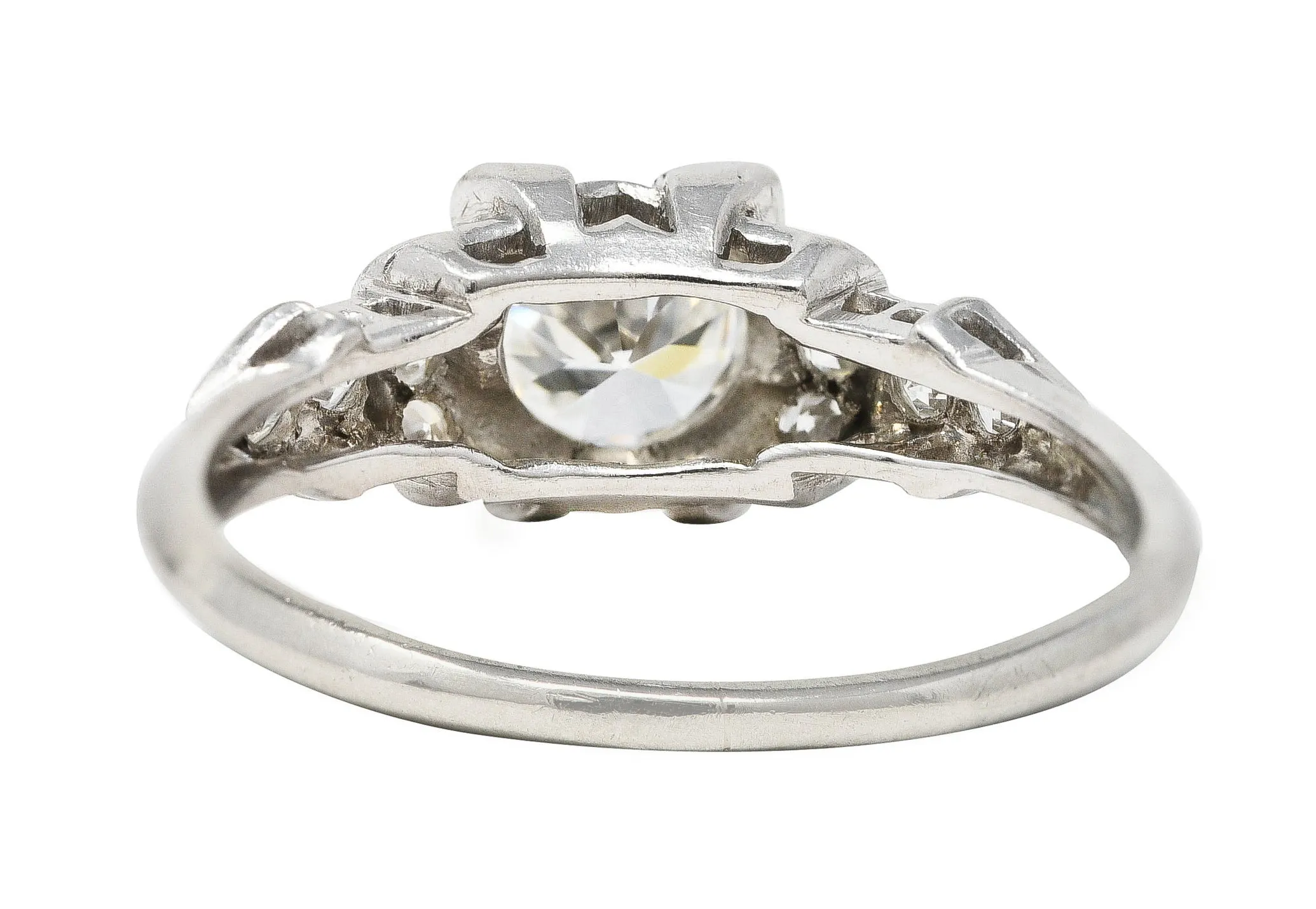 Art Deco 0.61 CTW Old European Cut Diamond Platinum Arrow Engagement Ring