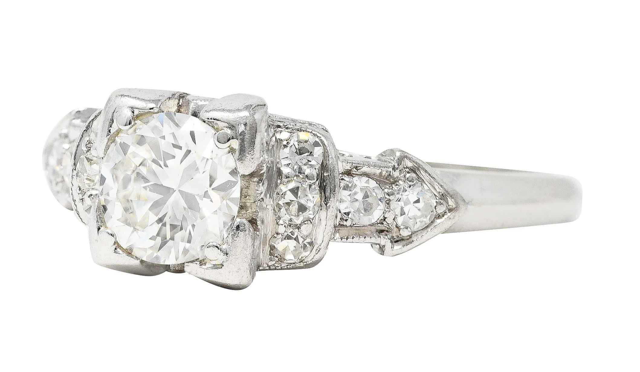 Art Deco 0.61 CTW Old European Cut Diamond Platinum Arrow Engagement Ring