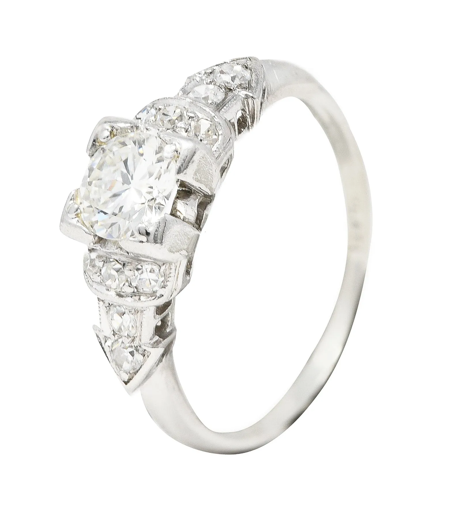 Art Deco 0.61 CTW Old European Cut Diamond Platinum Arrow Engagement Ring