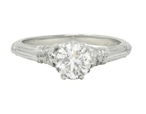 Art Deco 0.63 CTW Old European Diamond 18 Karat Gold Vintage Engagement Ring