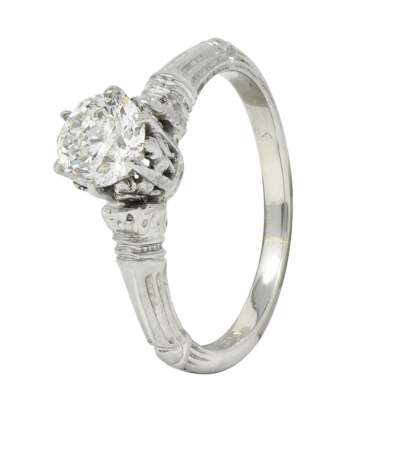 Art Deco 0.63 CTW Old European Diamond 18 Karat Gold Vintage Engagement Ring
