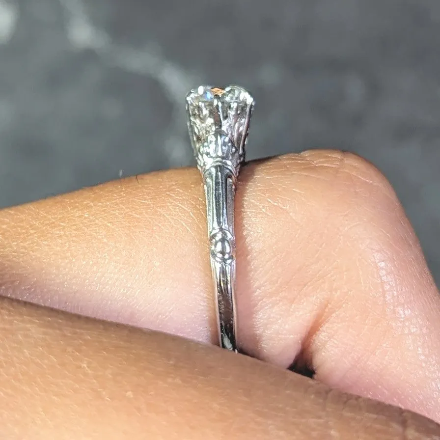 Art Deco 0.63 CTW Old European Diamond 18 Karat Gold Vintage Engagement Ring