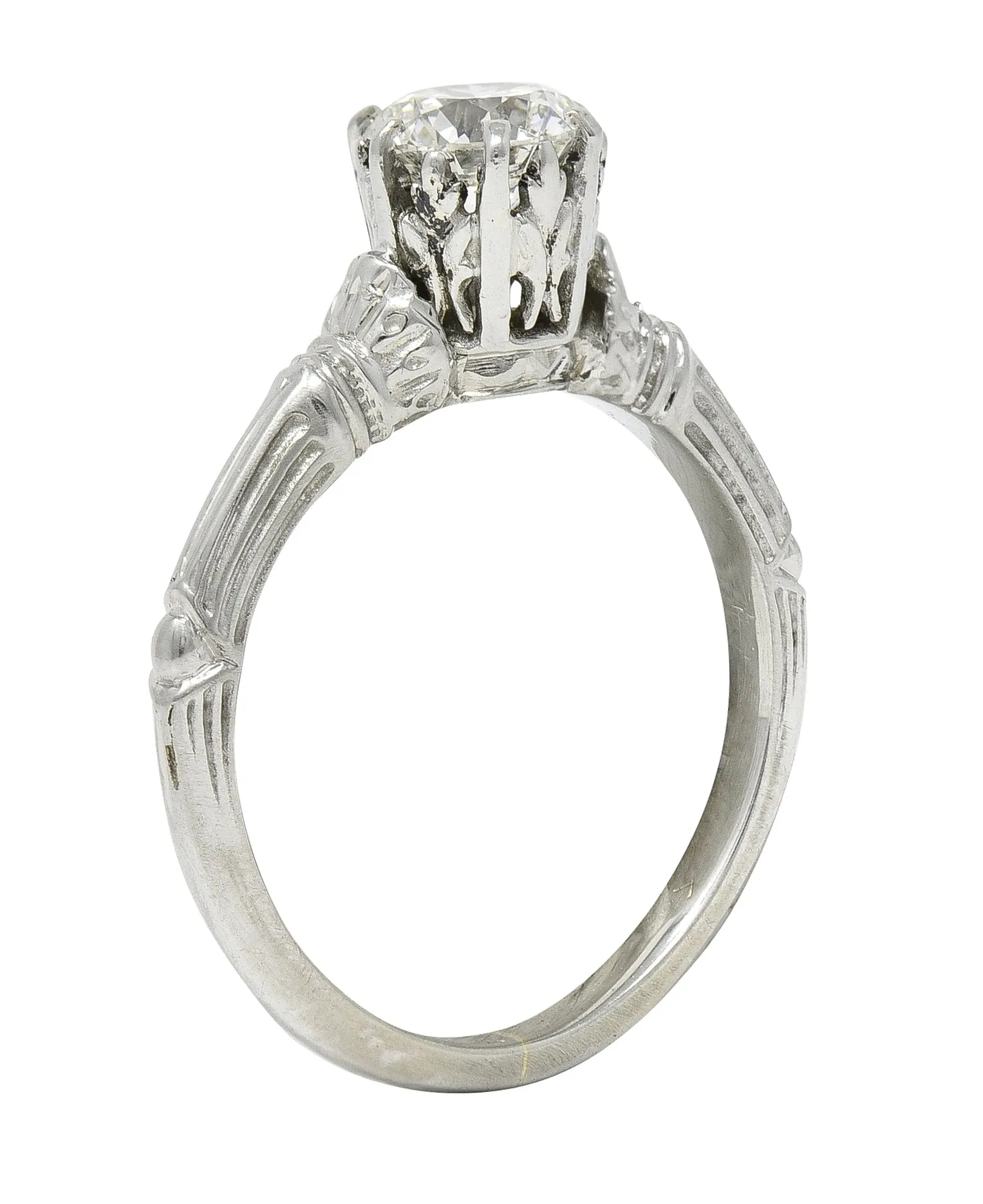 Art Deco 0.63 CTW Old European Diamond 18 Karat Gold Vintage Engagement Ring