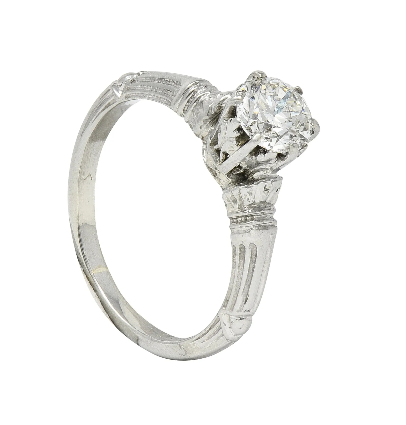 Art Deco 0.63 CTW Old European Diamond 18 Karat Gold Vintage Engagement Ring