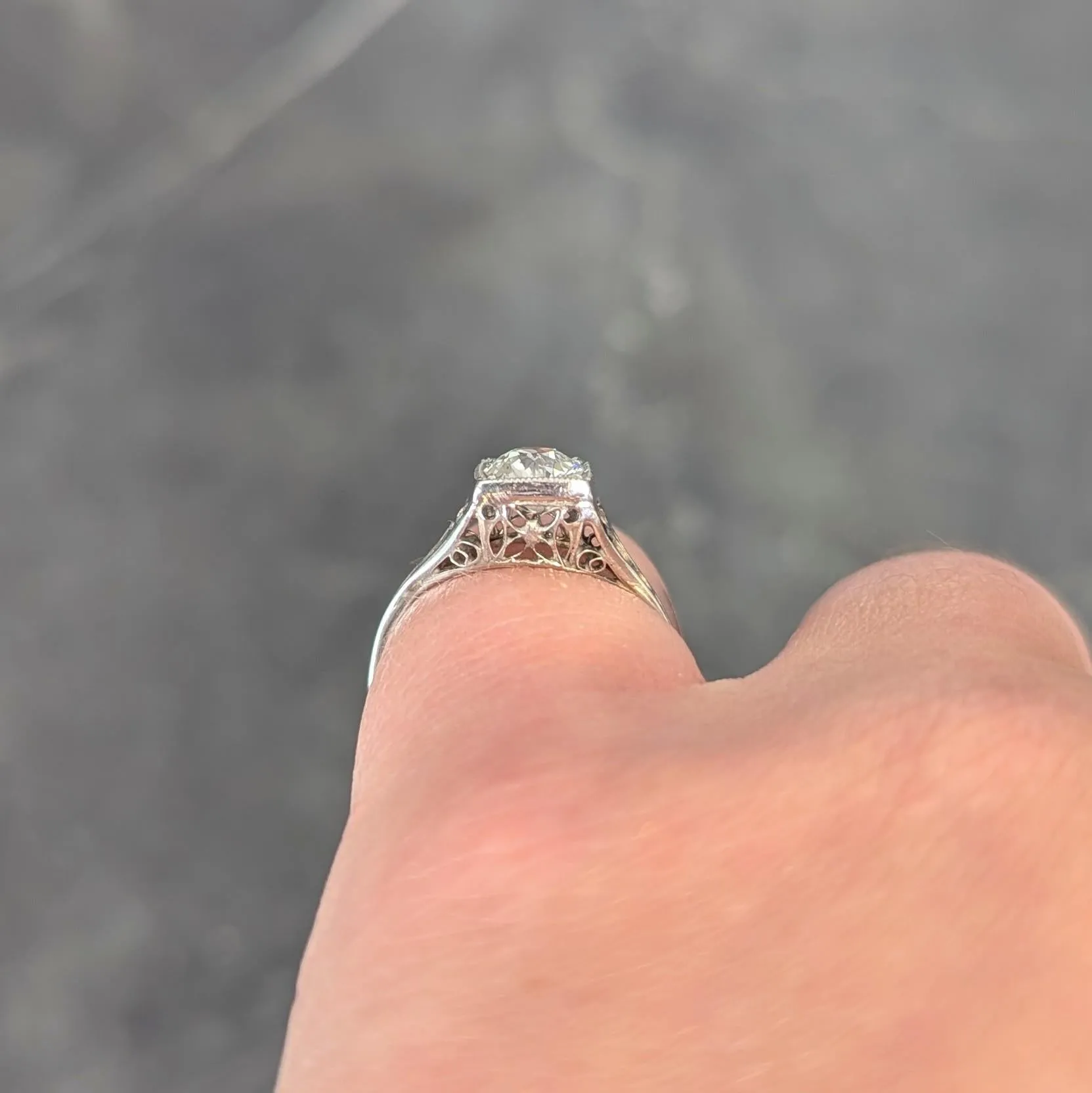 Art Deco 0.68 CTW Old European Diamond Platinum Butterfly Vintage Engagement Ring