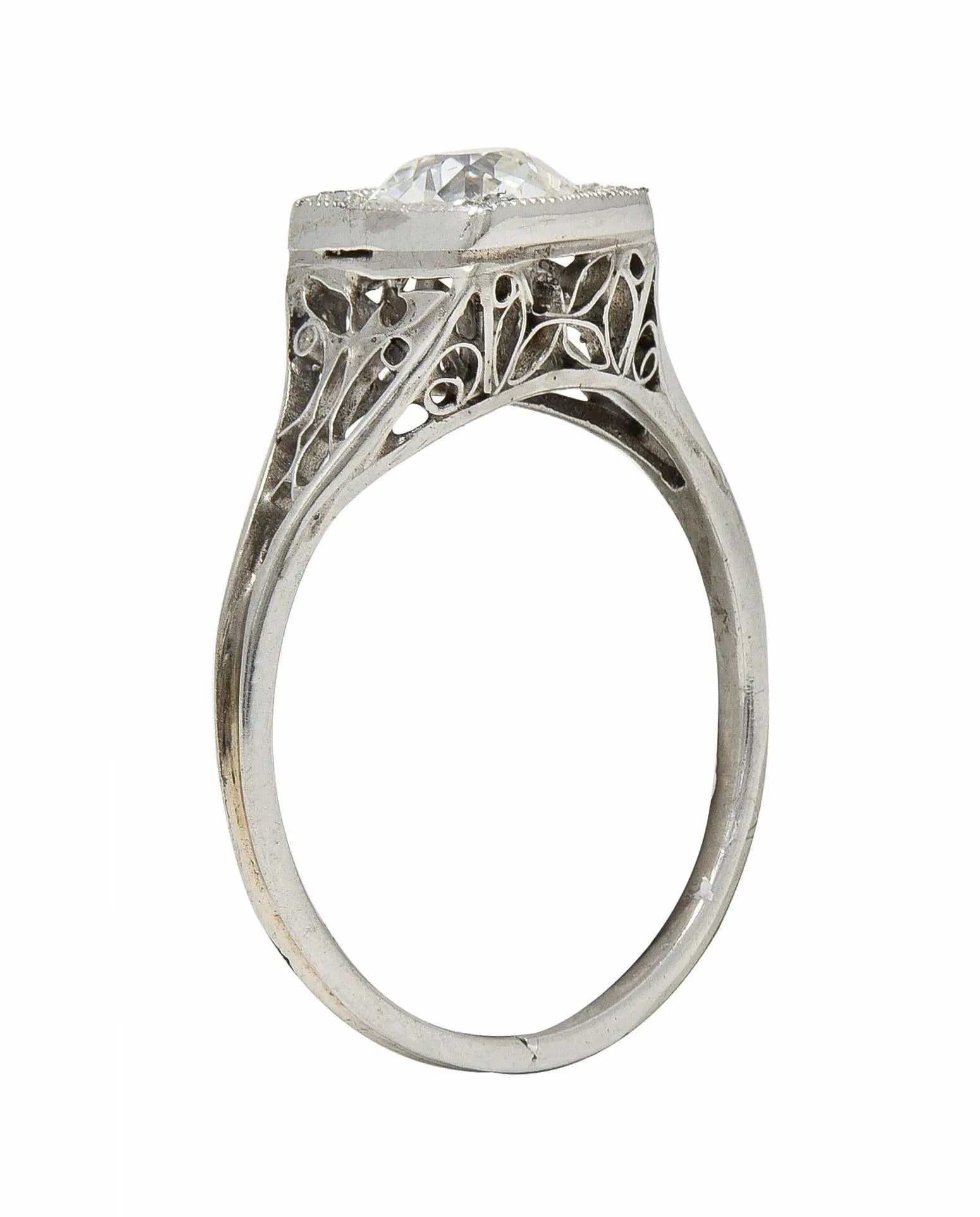 Art Deco 0.68 CTW Old European Diamond Platinum Butterfly Vintage Engagement Ring