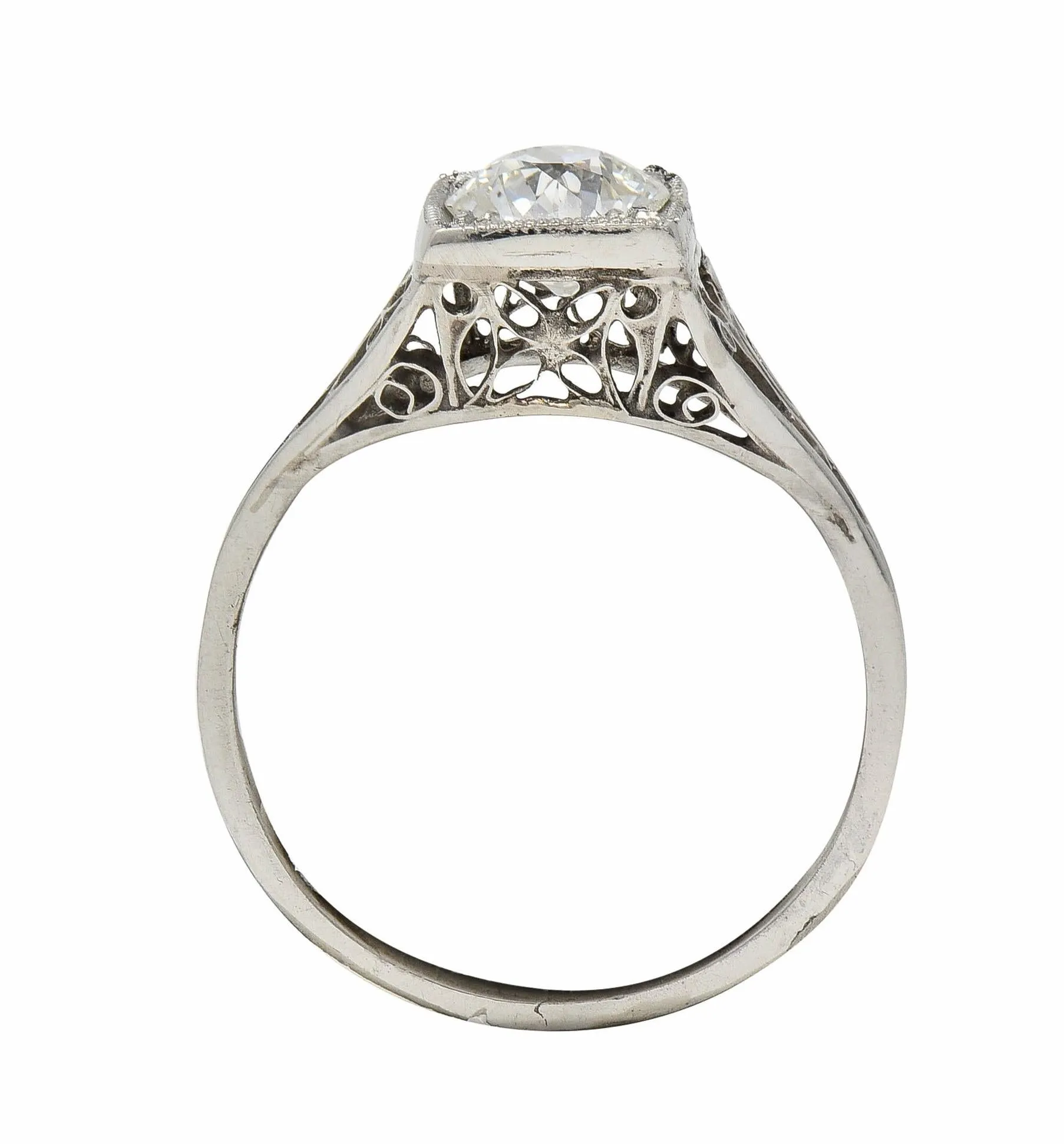 Art Deco 0.68 CTW Old European Diamond Platinum Butterfly Vintage Engagement Ring