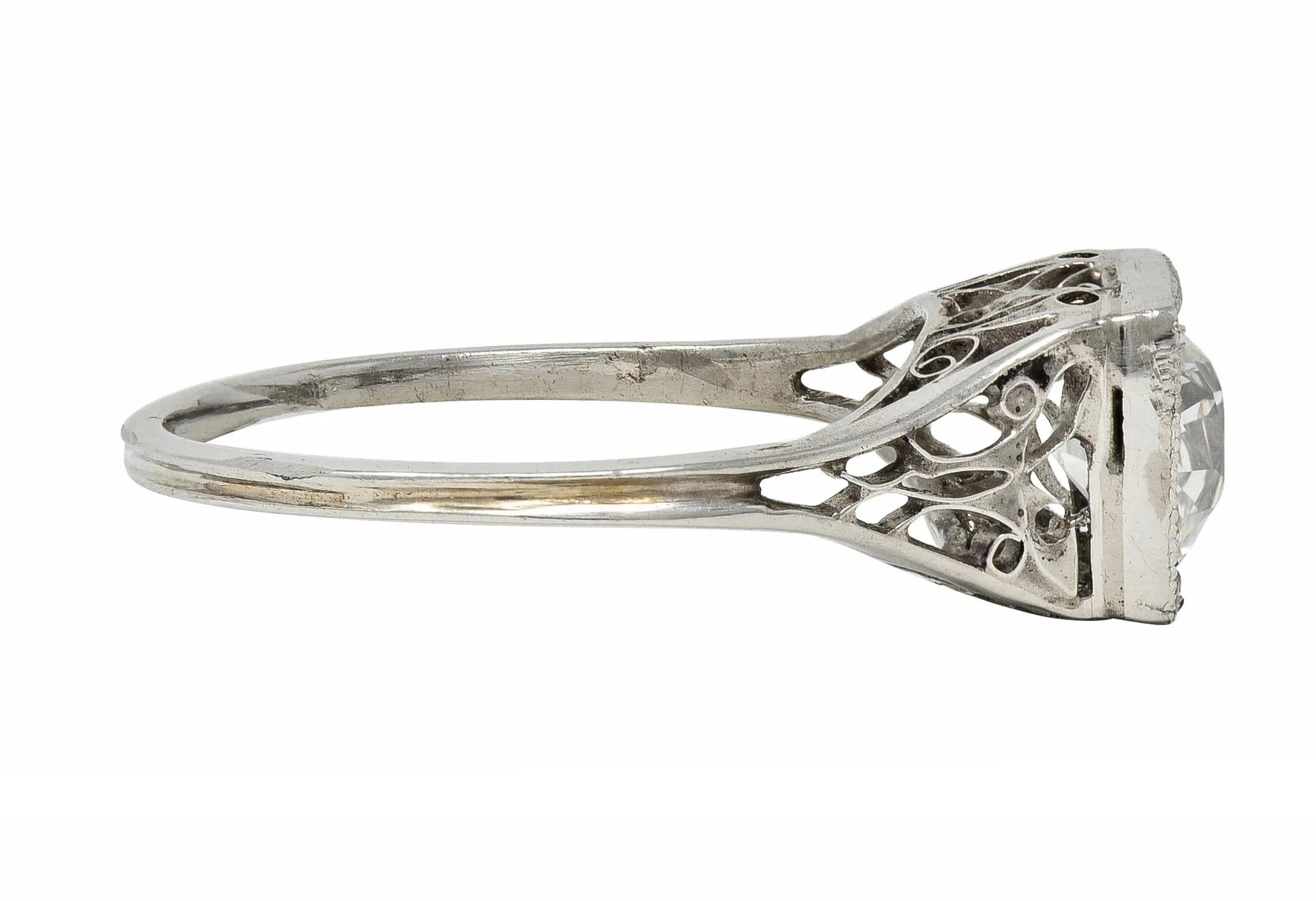 Art Deco 0.68 CTW Old European Diamond Platinum Butterfly Vintage Engagement Ring