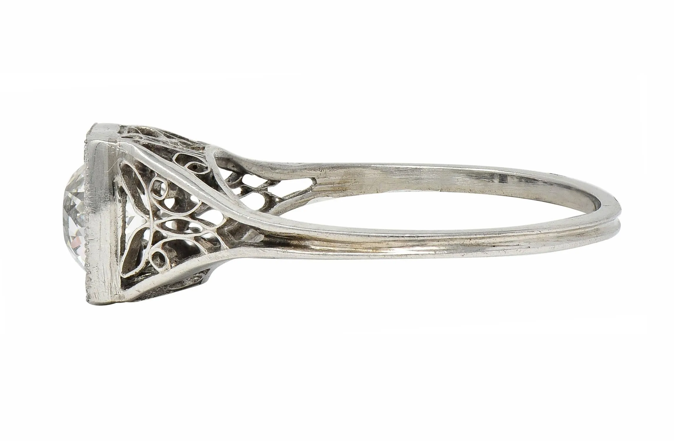 Art Deco 0.68 CTW Old European Diamond Platinum Butterfly Vintage Engagement Ring