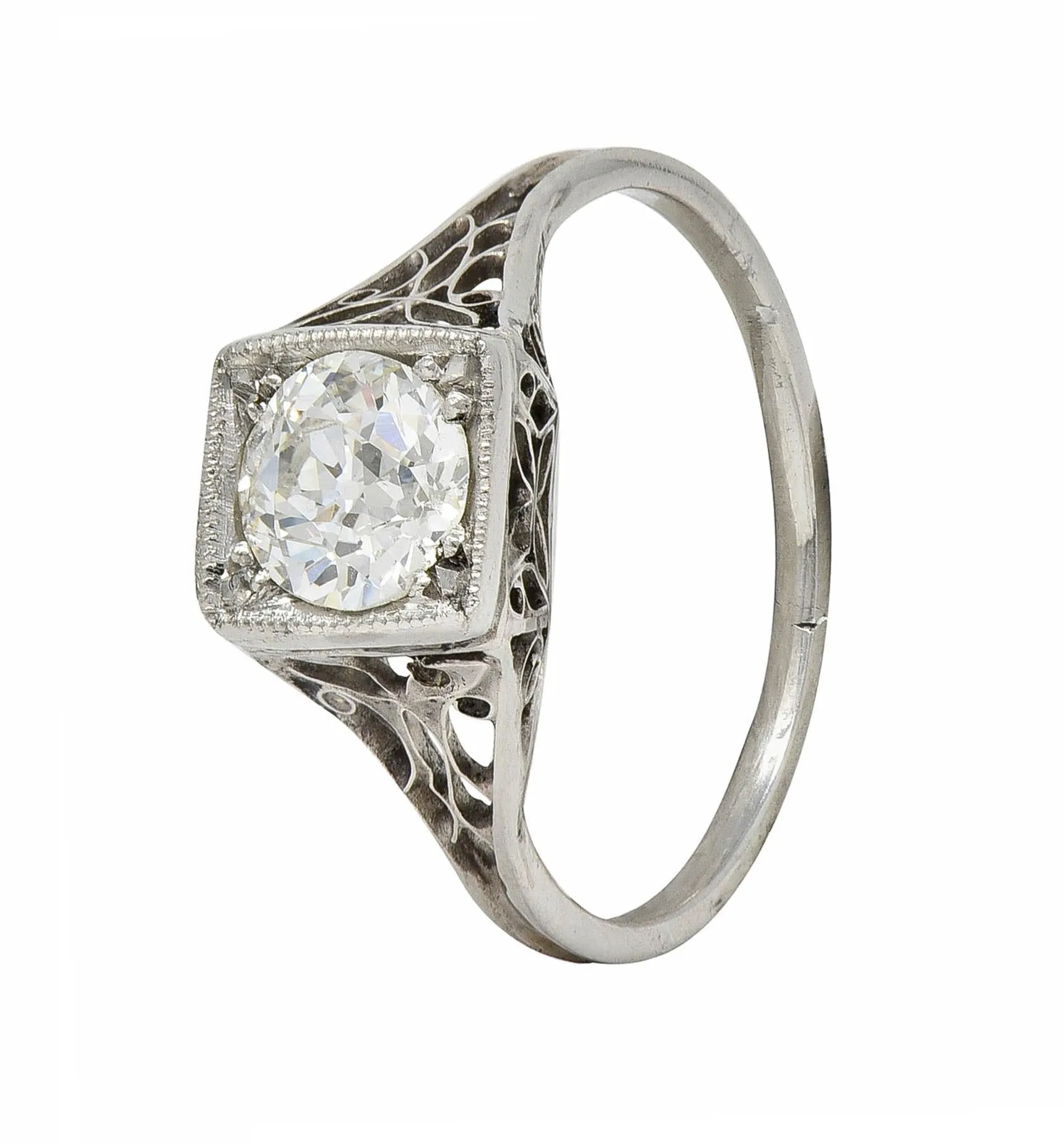 Art Deco 0.68 CTW Old European Diamond Platinum Butterfly Vintage Engagement Ring