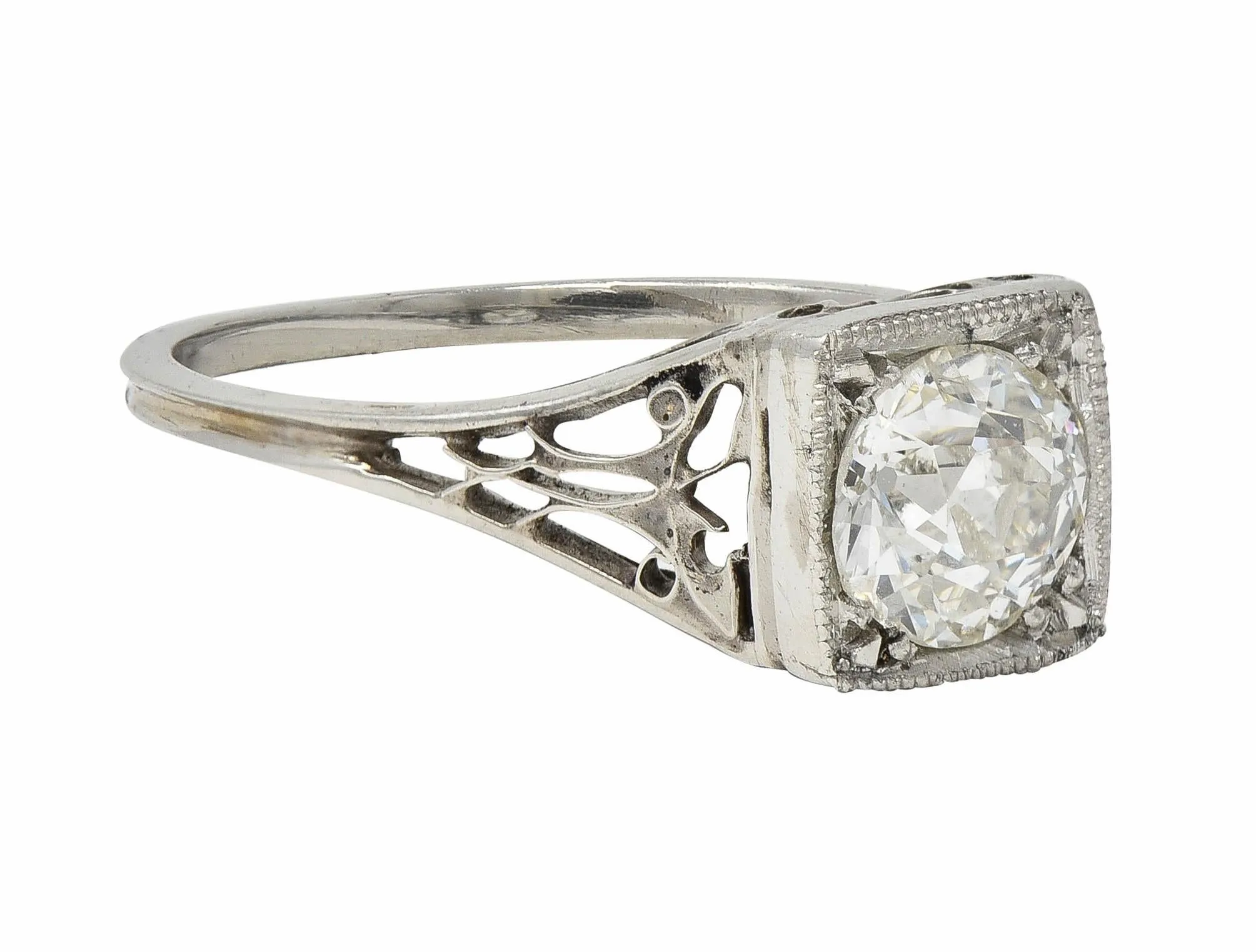 Art Deco 0.68 CTW Old European Diamond Platinum Butterfly Vintage Engagement Ring