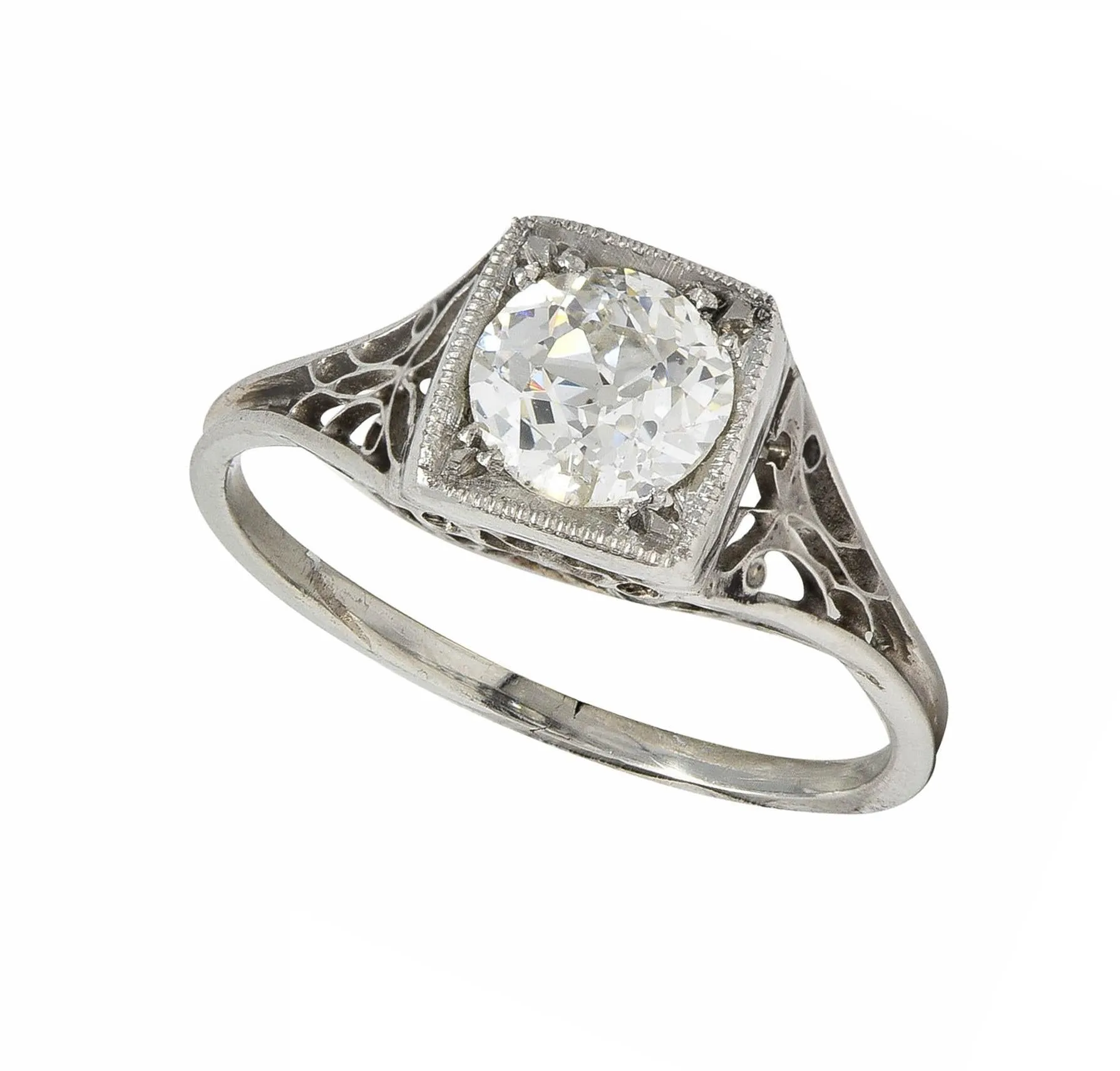 Art Deco 0.68 CTW Old European Diamond Platinum Butterfly Vintage Engagement Ring