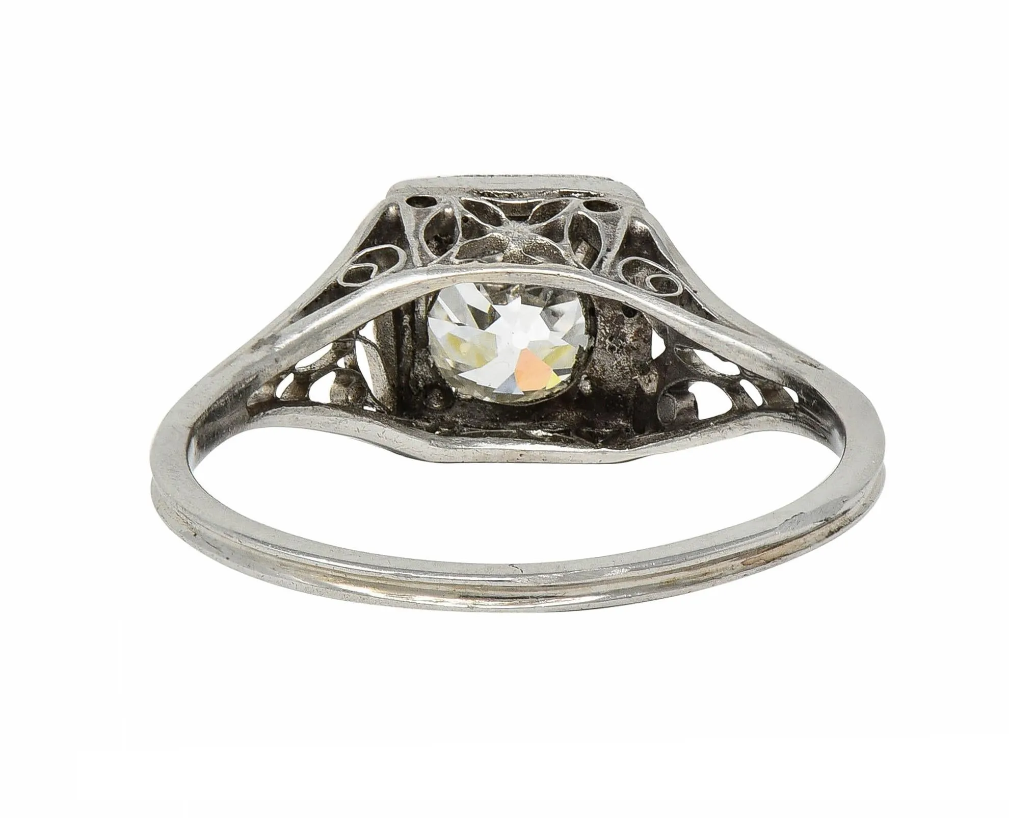 Art Deco 0.68 CTW Old European Diamond Platinum Butterfly Vintage Engagement Ring