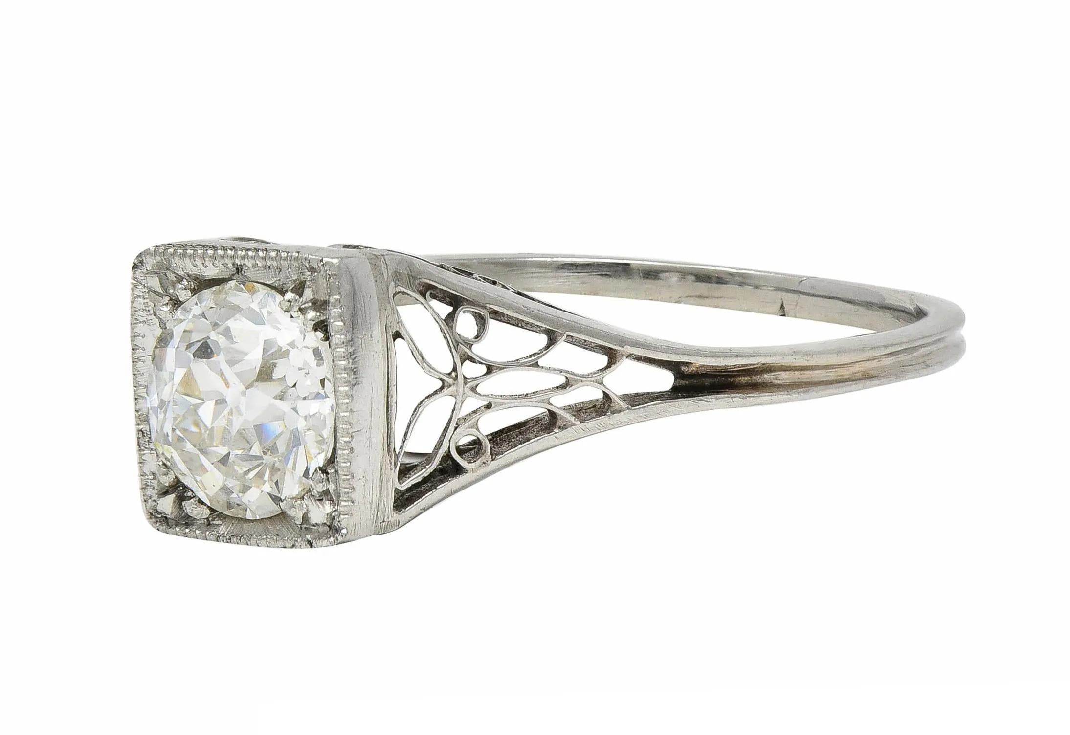 Art Deco 0.68 CTW Old European Diamond Platinum Butterfly Vintage Engagement Ring