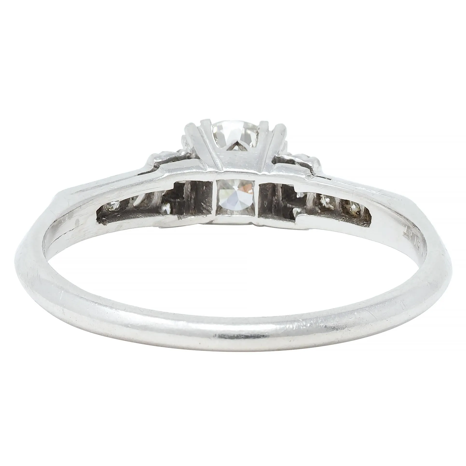 Art Deco 0.74 CTW Transitional Cut Diamond Platinum Vintage Arch Engagement Ring