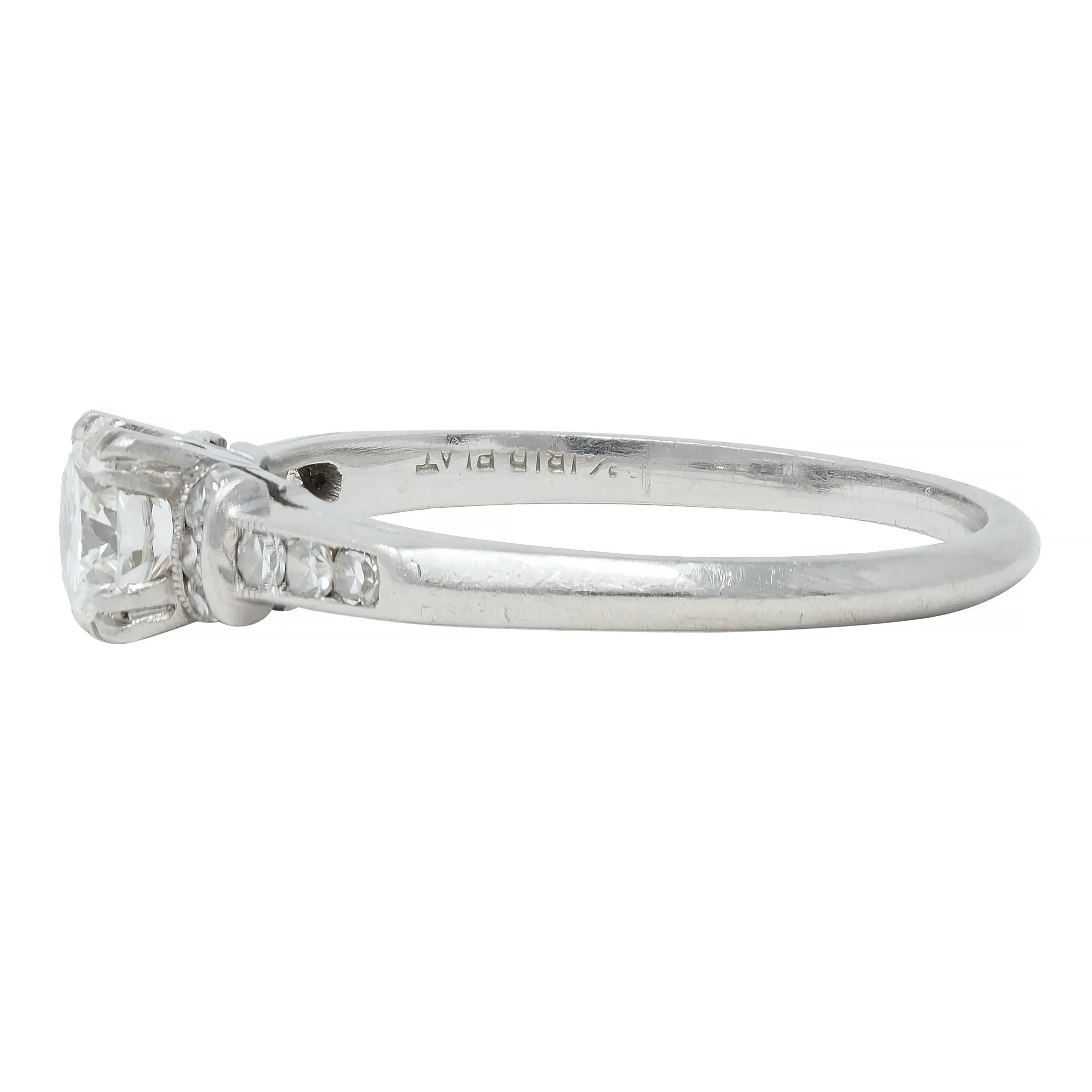 Art Deco 0.74 CTW Transitional Cut Diamond Platinum Vintage Arch Engagement Ring