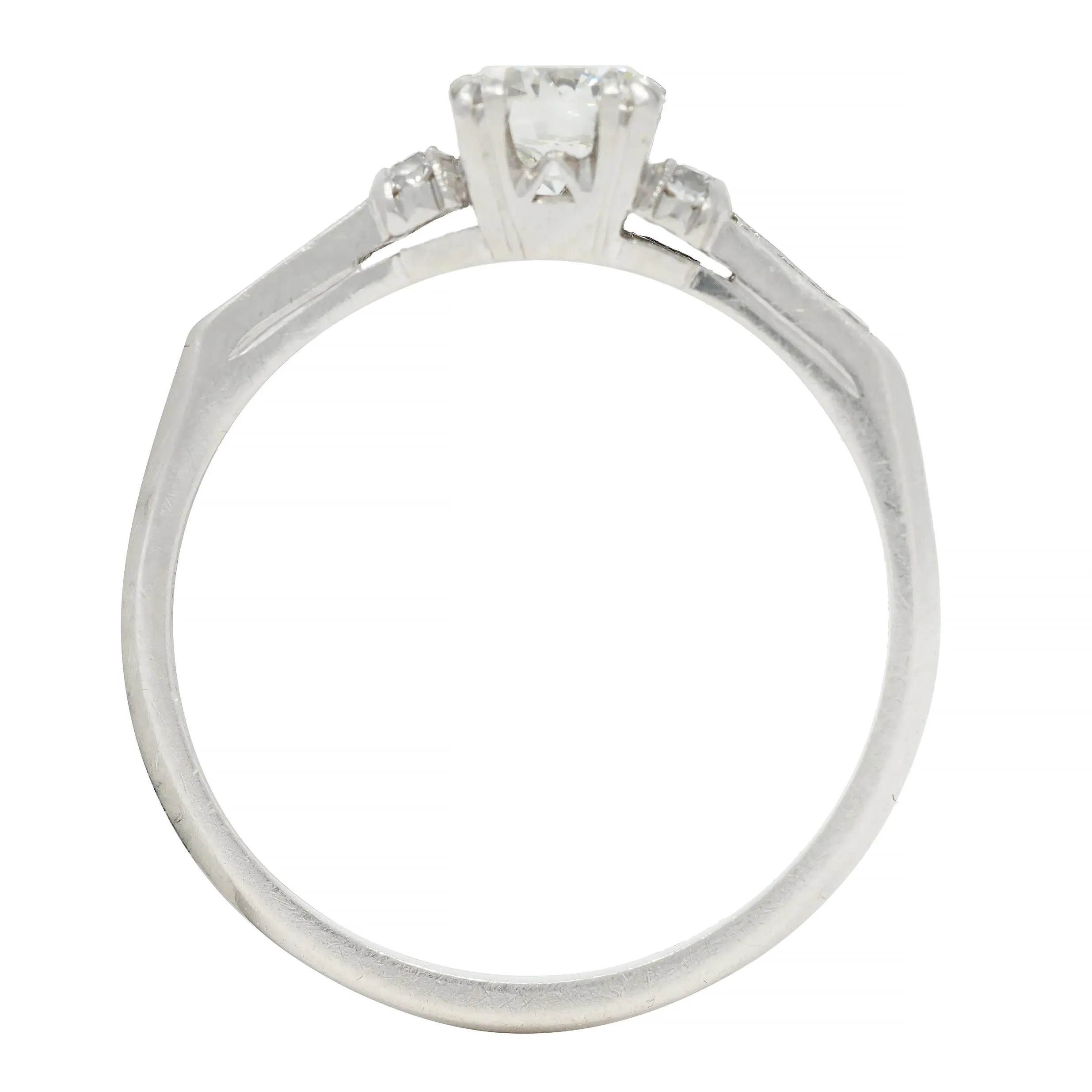 Art Deco 0.74 CTW Transitional Cut Diamond Platinum Vintage Arch Engagement Ring