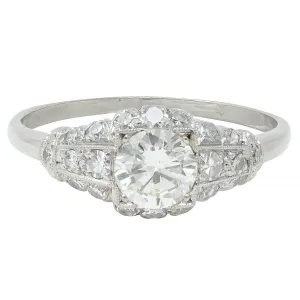 Art Deco 1.02 CTW Transitional Cut Diamond Platinum Engagement Ring