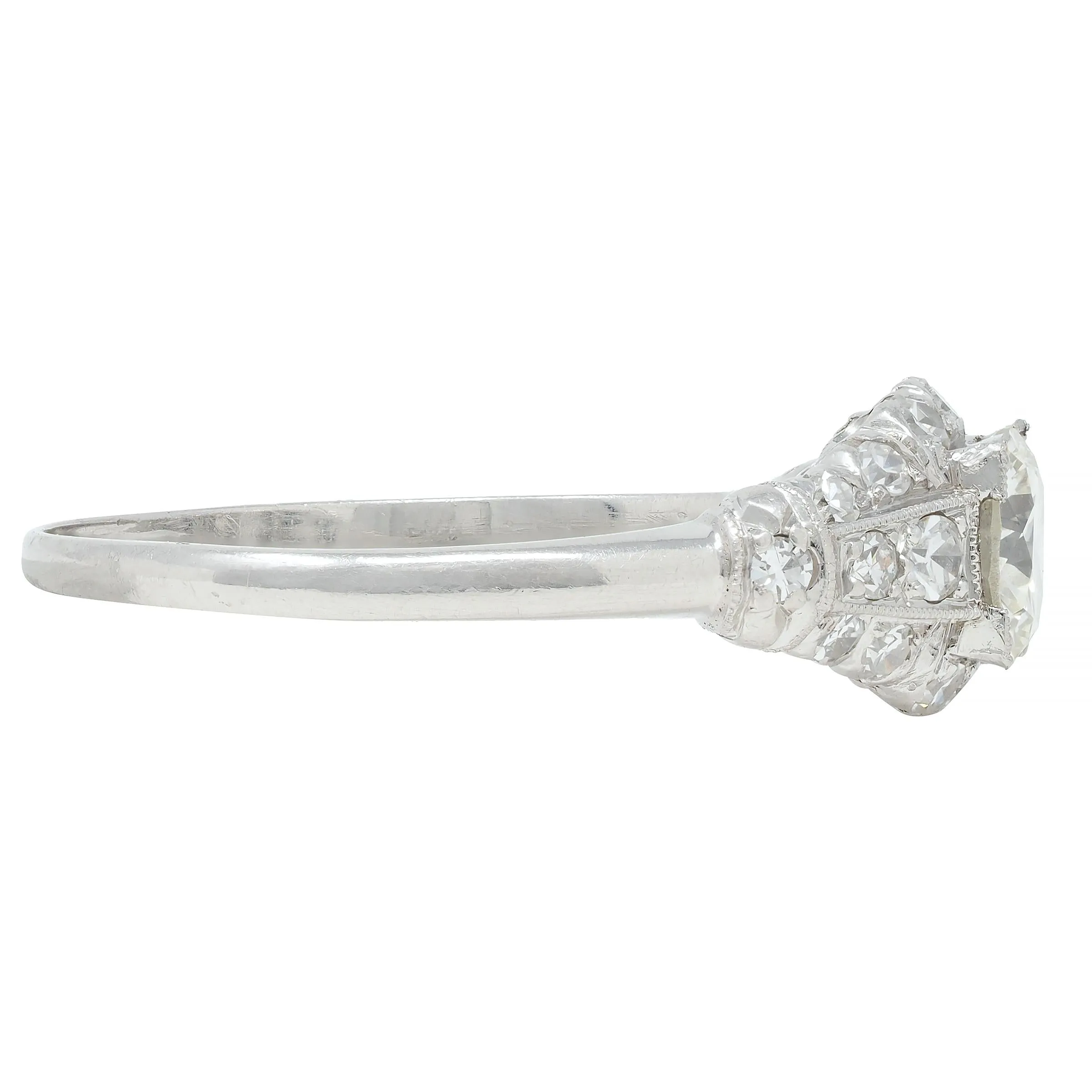 Art Deco 1.02 CTW Transitional Cut Diamond Platinum Engagement Ring