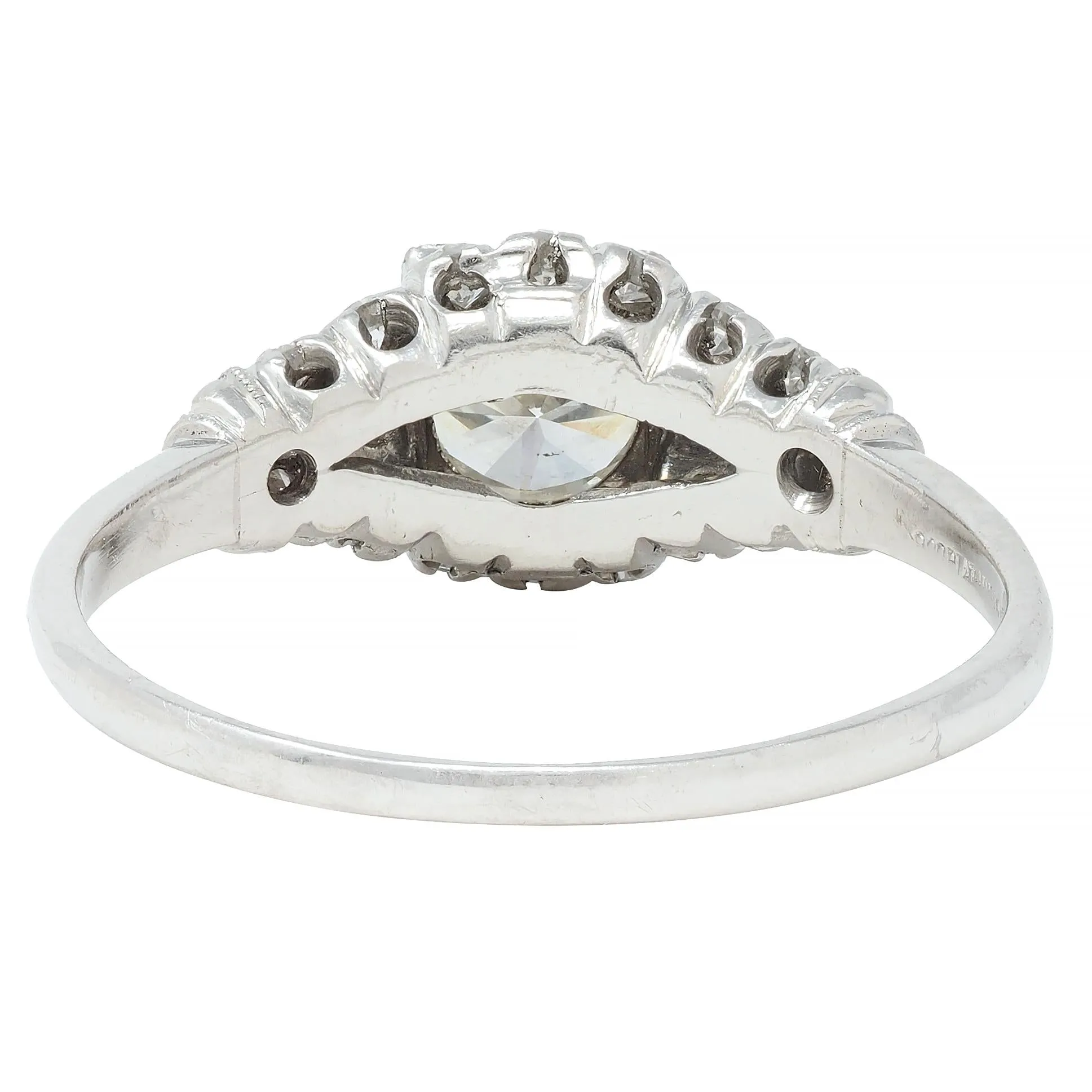 Art Deco 1.02 CTW Transitional Cut Diamond Platinum Engagement Ring