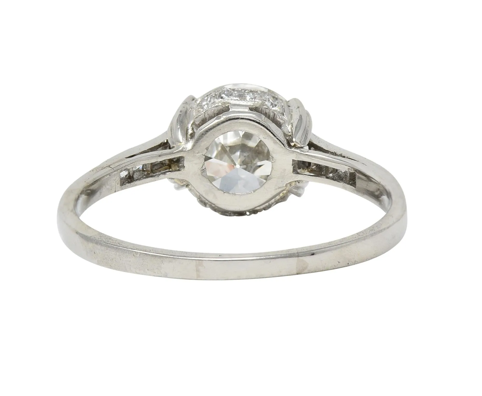 Art Deco 1.68 CTW Old European Cut Diamond Platinum Vintage Engagement Ring