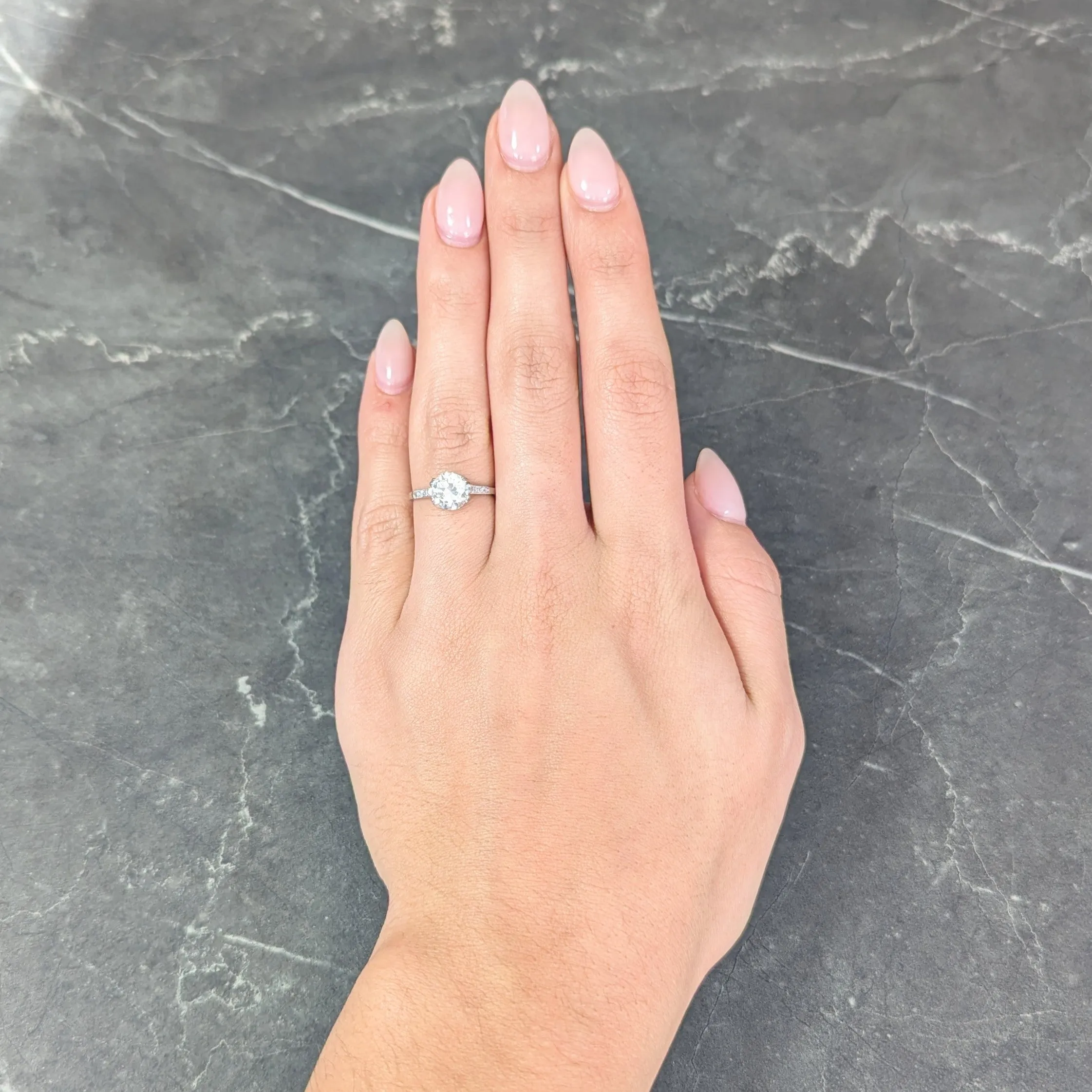 Art Deco 1.68 CTW Old European Cut Diamond Platinum Vintage Engagement Ring