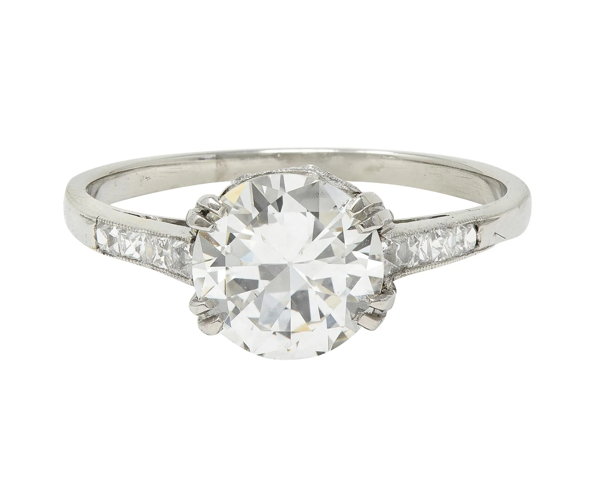 Art Deco 1.68 CTW Old European Cut Diamond Platinum Vintage Engagement Ring