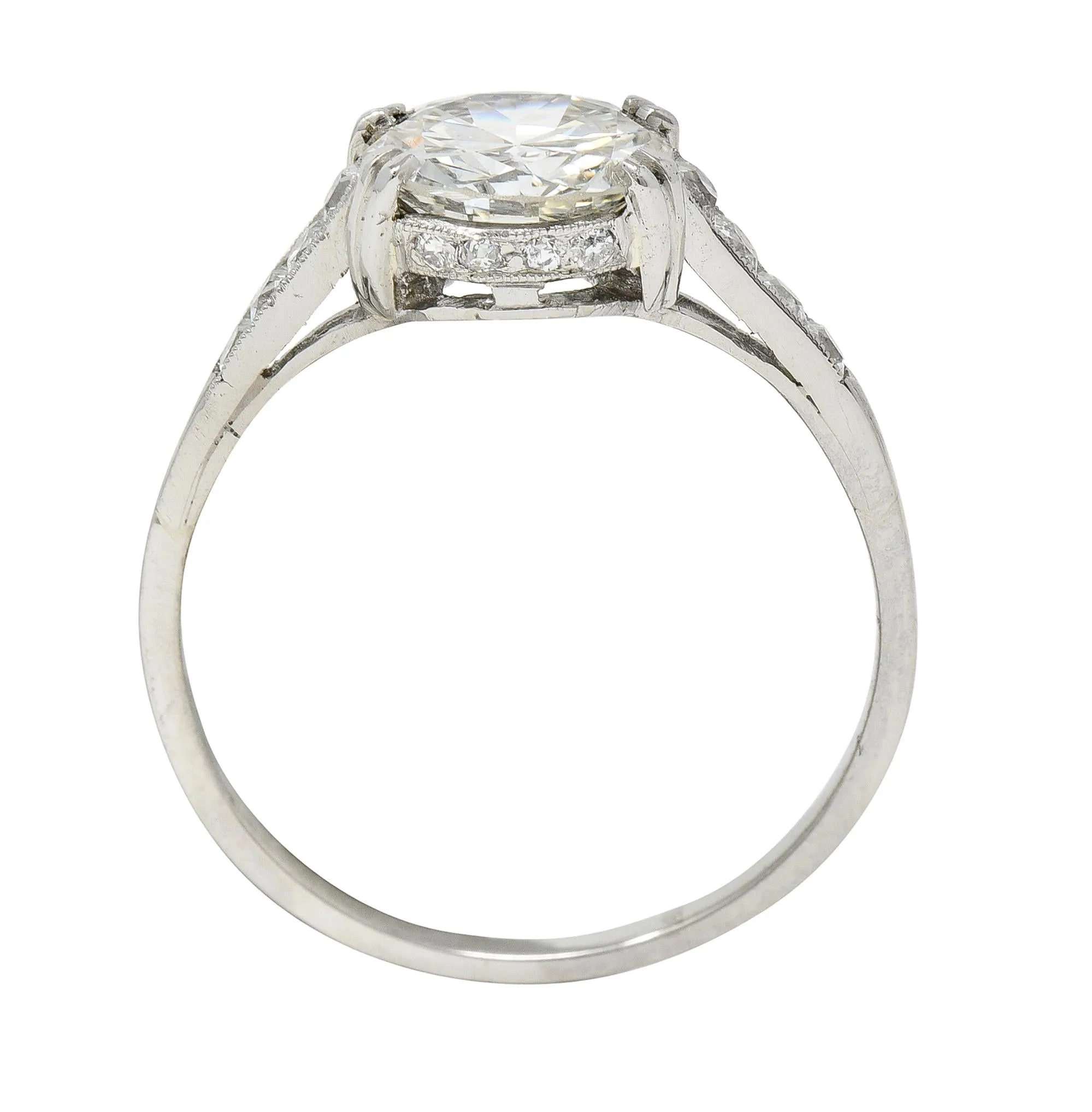 Art Deco 1.68 CTW Old European Cut Diamond Platinum Vintage Engagement Ring