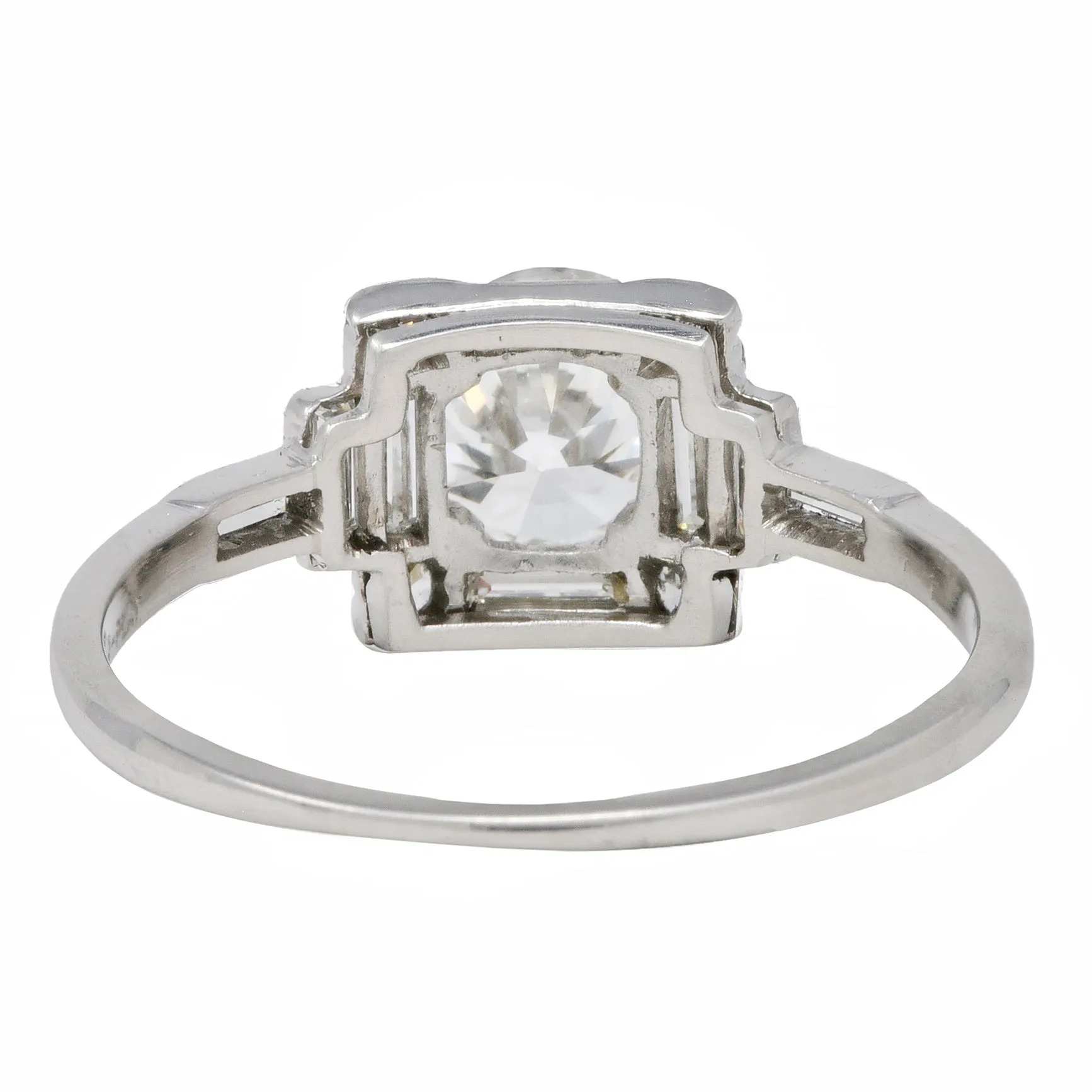 Art Deco 1.77 CTW Old European Diamond Platinum Square Cluster Vintage Engagement Ring