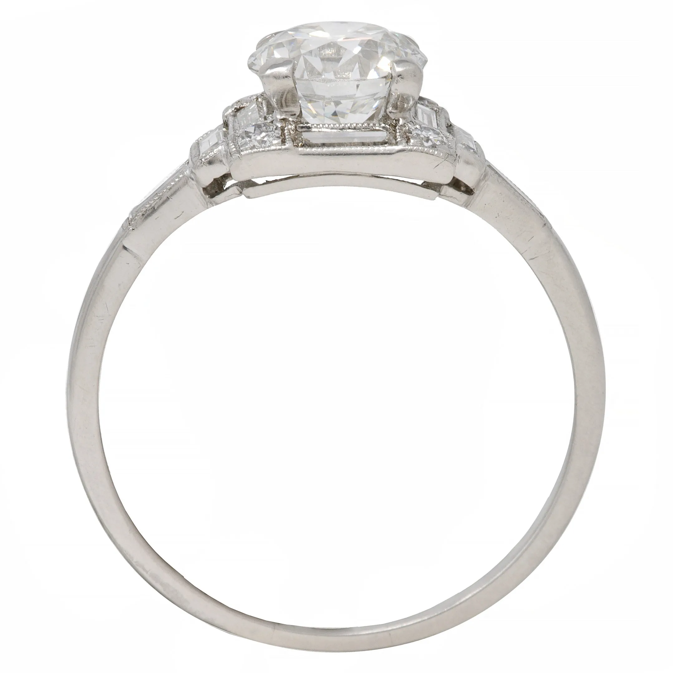 Art Deco 1.77 CTW Old European Diamond Platinum Square Cluster Vintage Engagement Ring