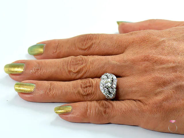 Art Deco 1.88 ct. I,VS1 Diamond Cluster Halo Platinum Engagement Ring