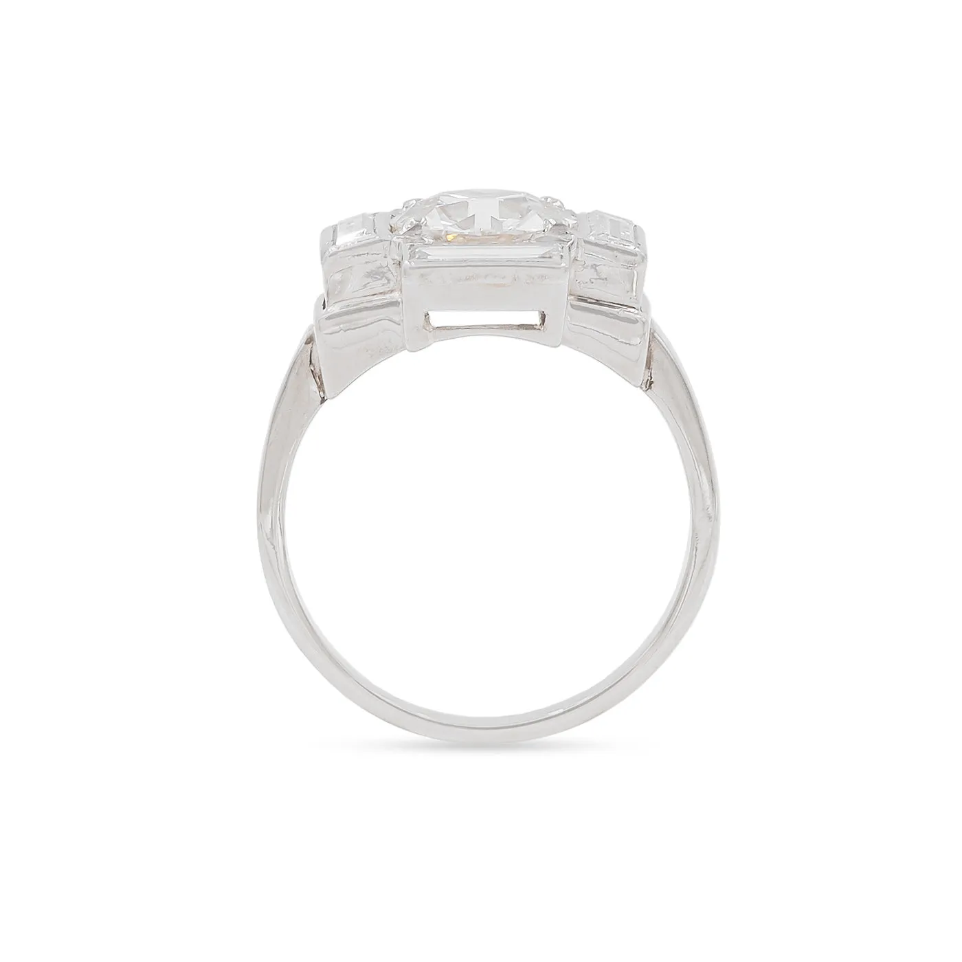Art Deco 2.03 Ct. Old European Cut Diamond Geometric Engagement Ring