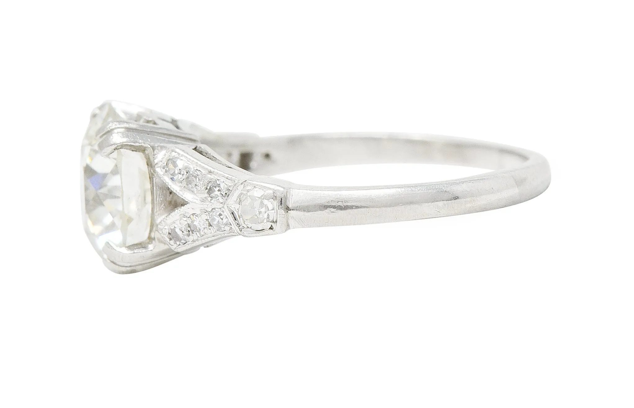 Art Deco 2.20 CTW Old European Cut Diamond Platinum Engagement Ring GIA