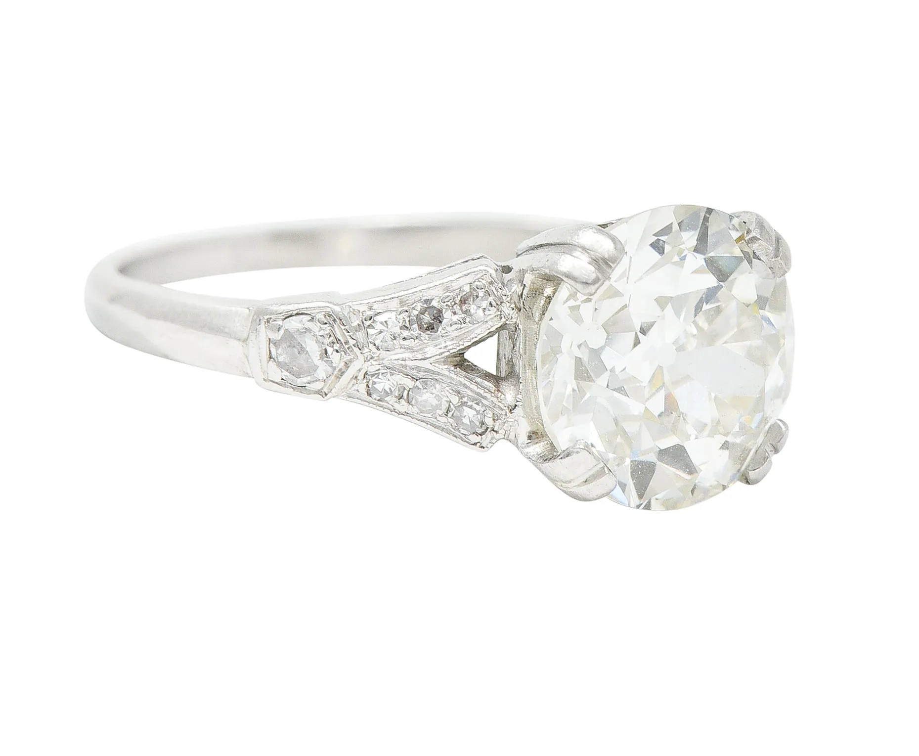 Art Deco 2.20 CTW Old European Cut Diamond Platinum Engagement Ring GIA