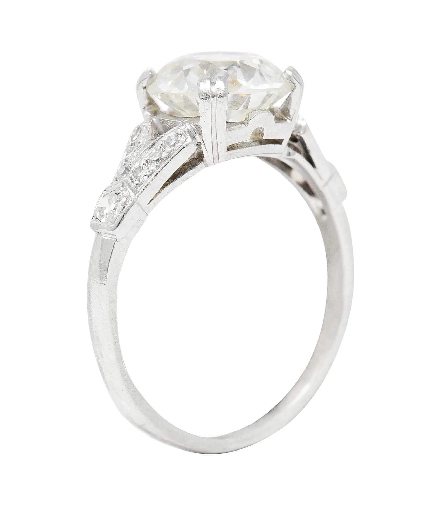 Art Deco 2.20 CTW Old European Cut Diamond Platinum Engagement Ring GIA