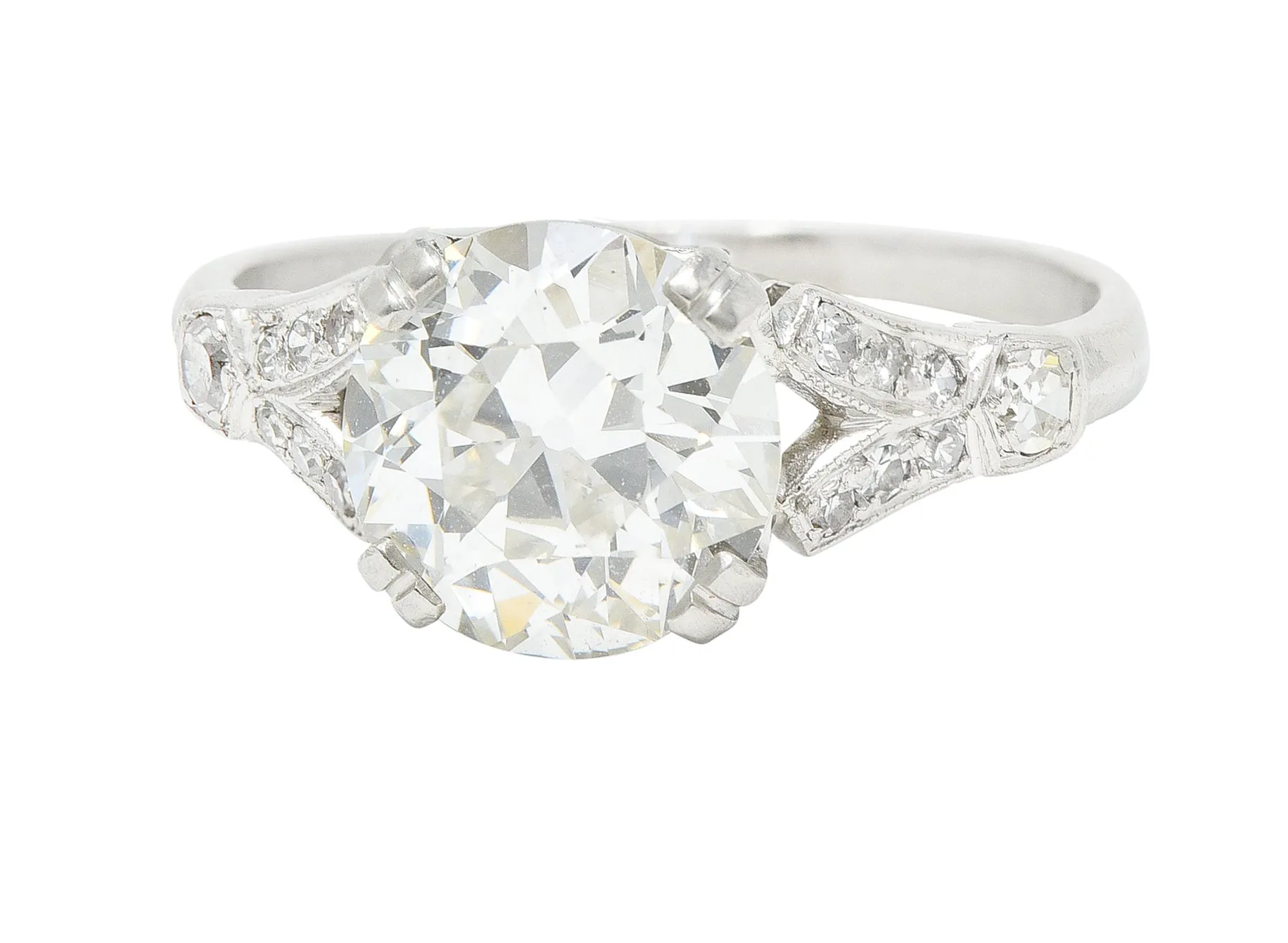 Art Deco 2.20 CTW Old European Cut Diamond Platinum Engagement Ring GIA