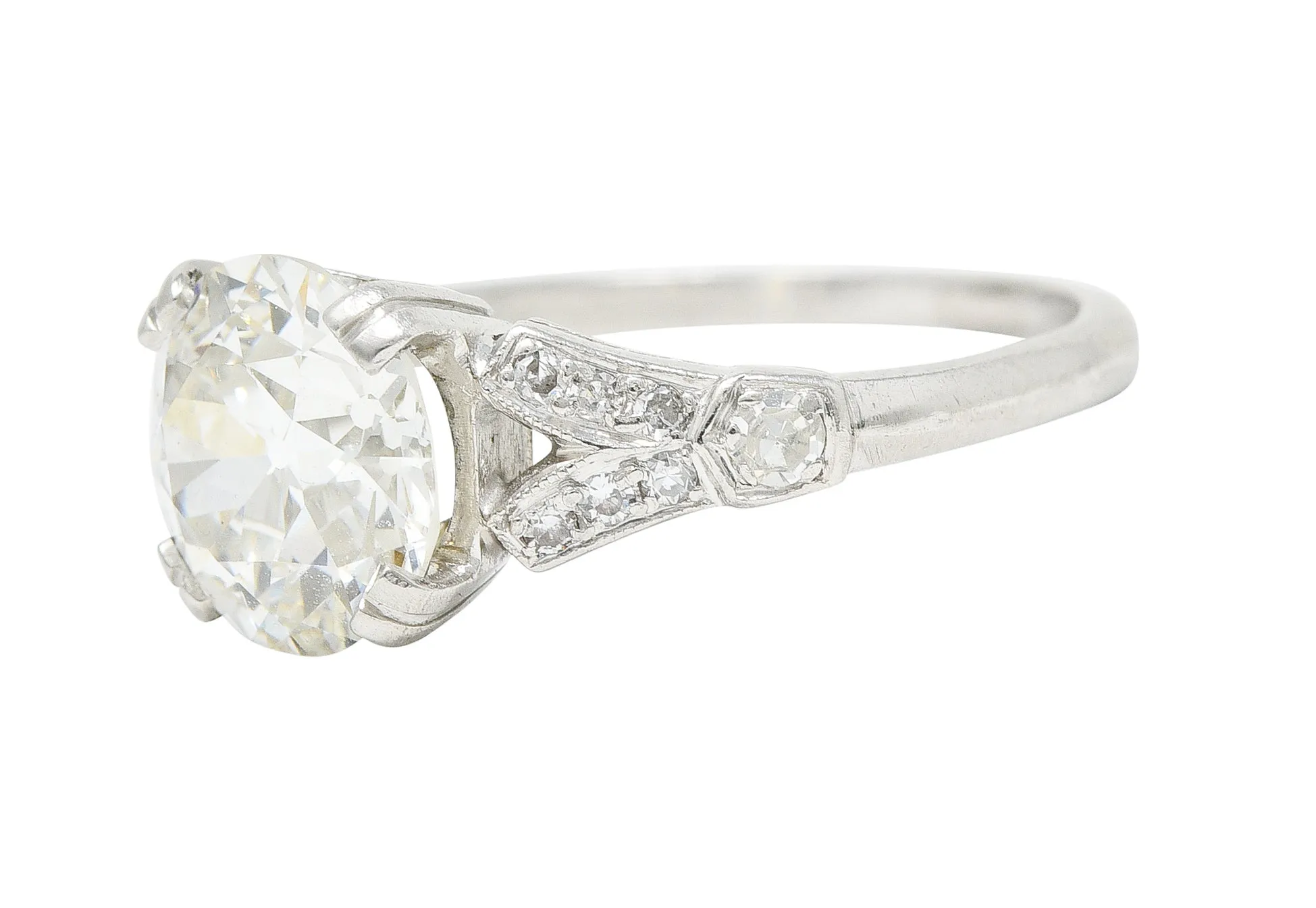 Art Deco 2.20 CTW Old European Cut Diamond Platinum Engagement Ring GIA