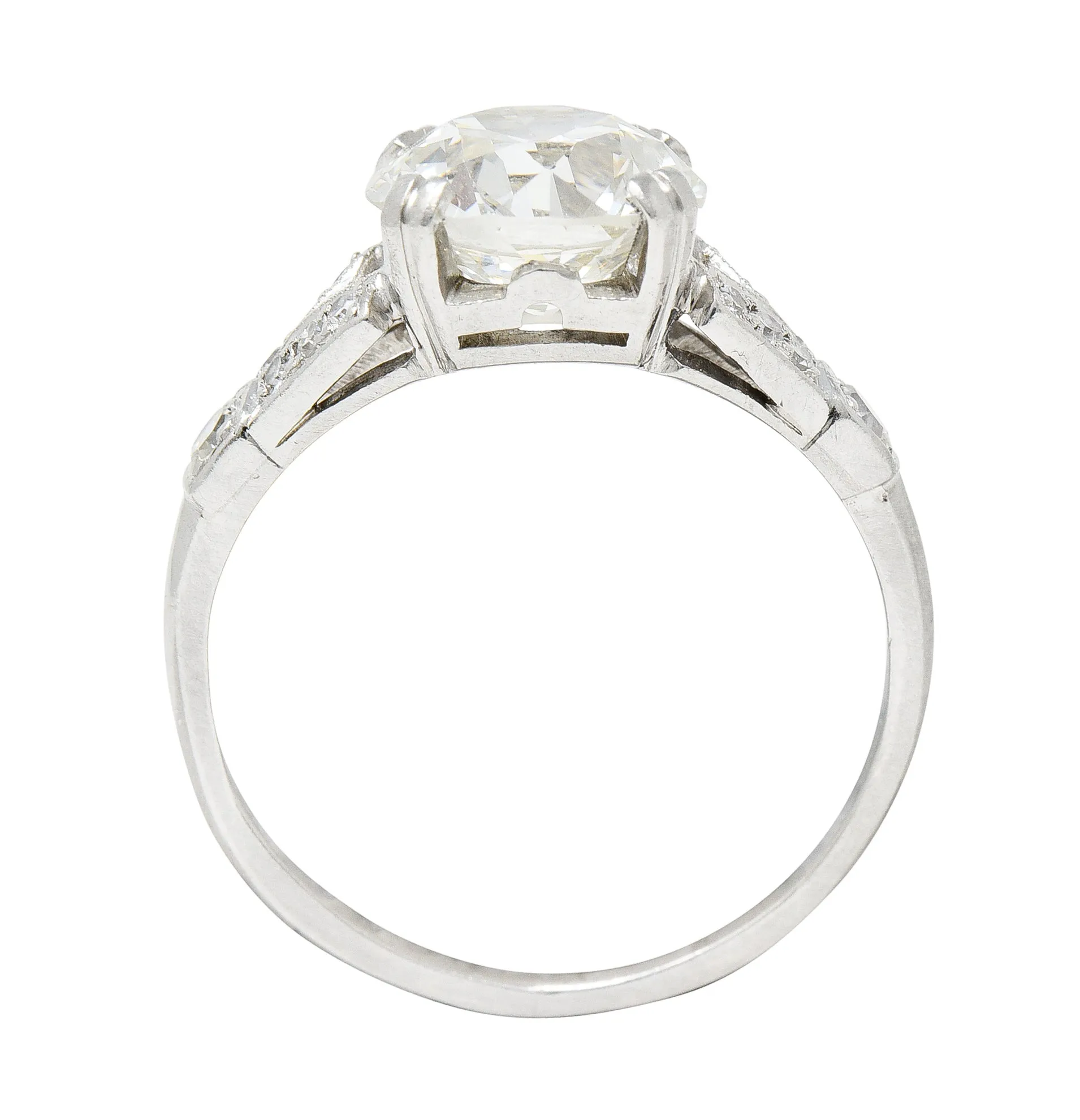 Art Deco 2.20 CTW Old European Cut Diamond Platinum Engagement Ring GIA