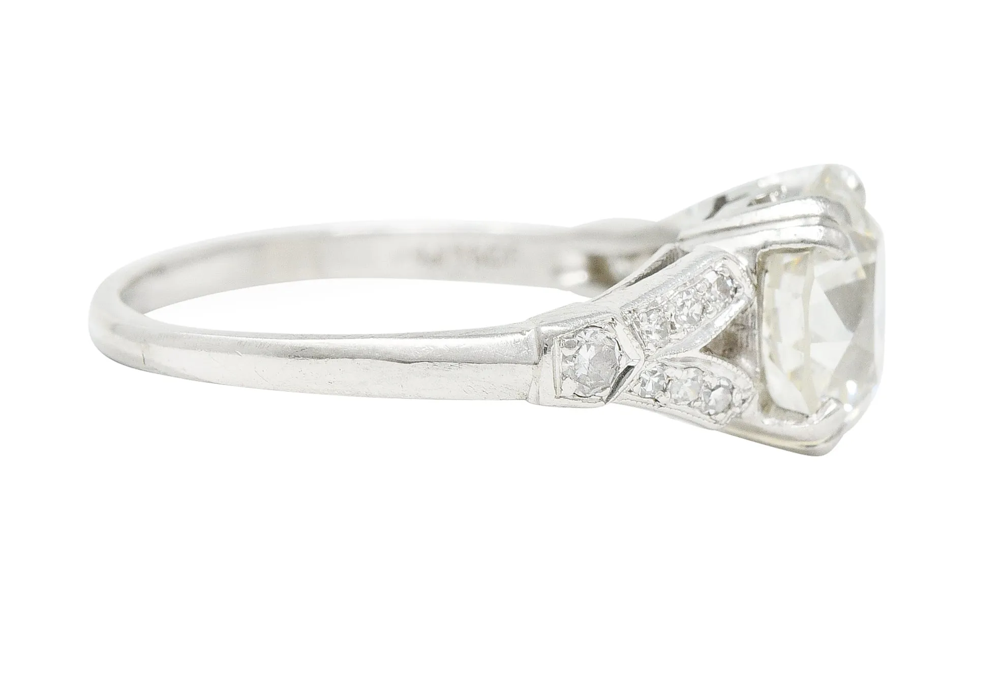 Art Deco 2.20 CTW Old European Cut Diamond Platinum Engagement Ring GIA