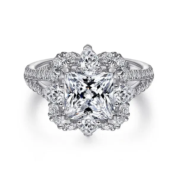 Art Deco Fancy Halo Princess Cut Diamond Engagement Ring Mounting