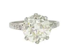 Art Deco French 4.87 CTW Old European Diamond Platinum Vintage Engagement Ring GIA