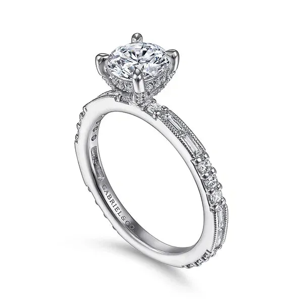 Art Deco Inspired Round Diamond Channel Set Engagement Ring Mounting